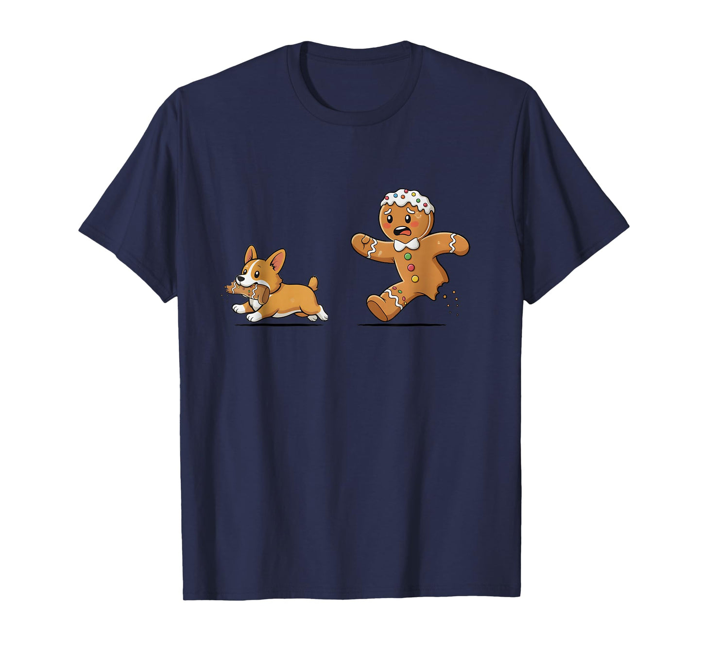 Gingerbread Cookie Chasing Corgi Christmas Dog Mom Pet Lover T-Shirt
