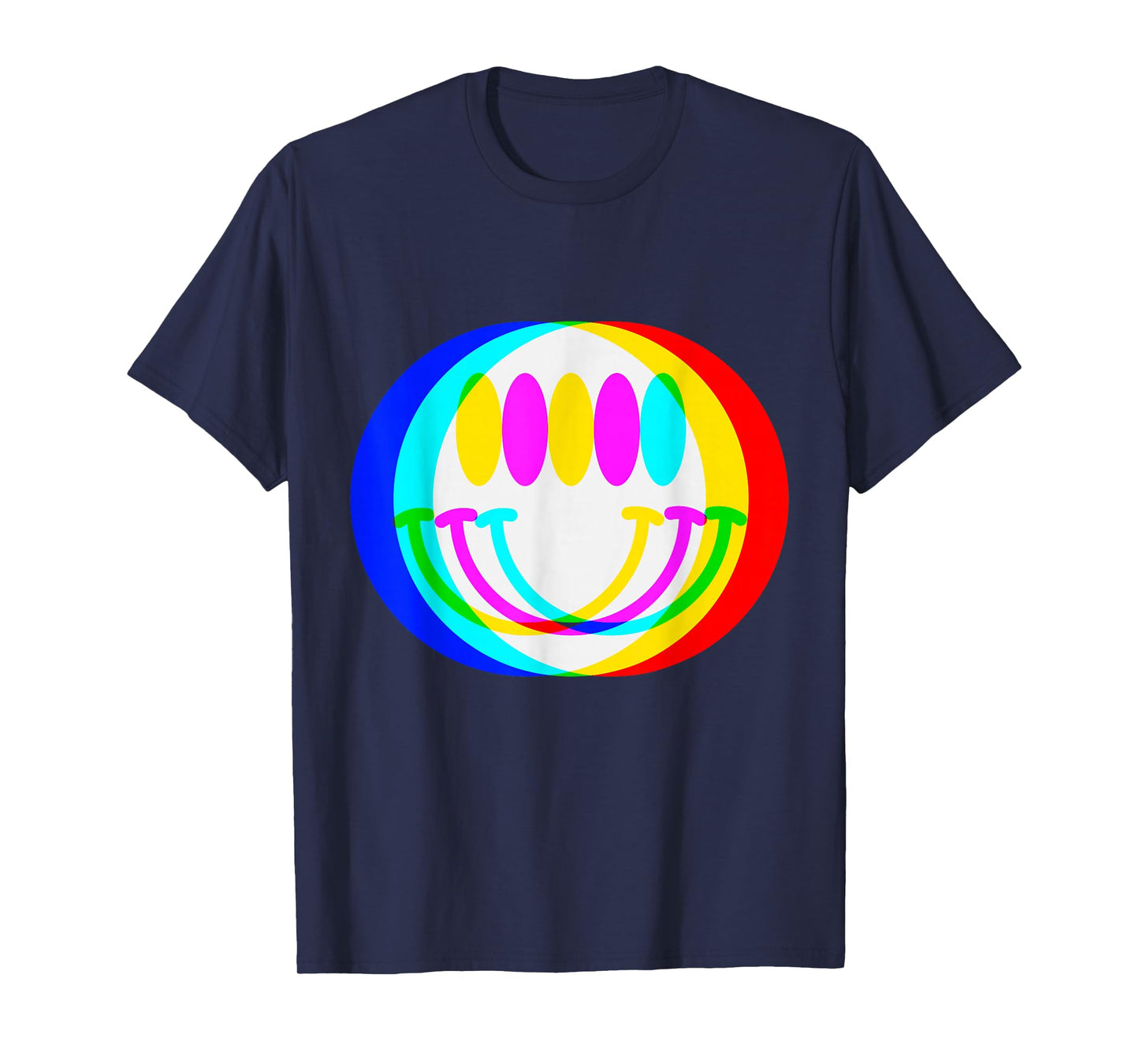 Trendy Happy Face EDM Music Festival Smile Face Illusion T-Shirt