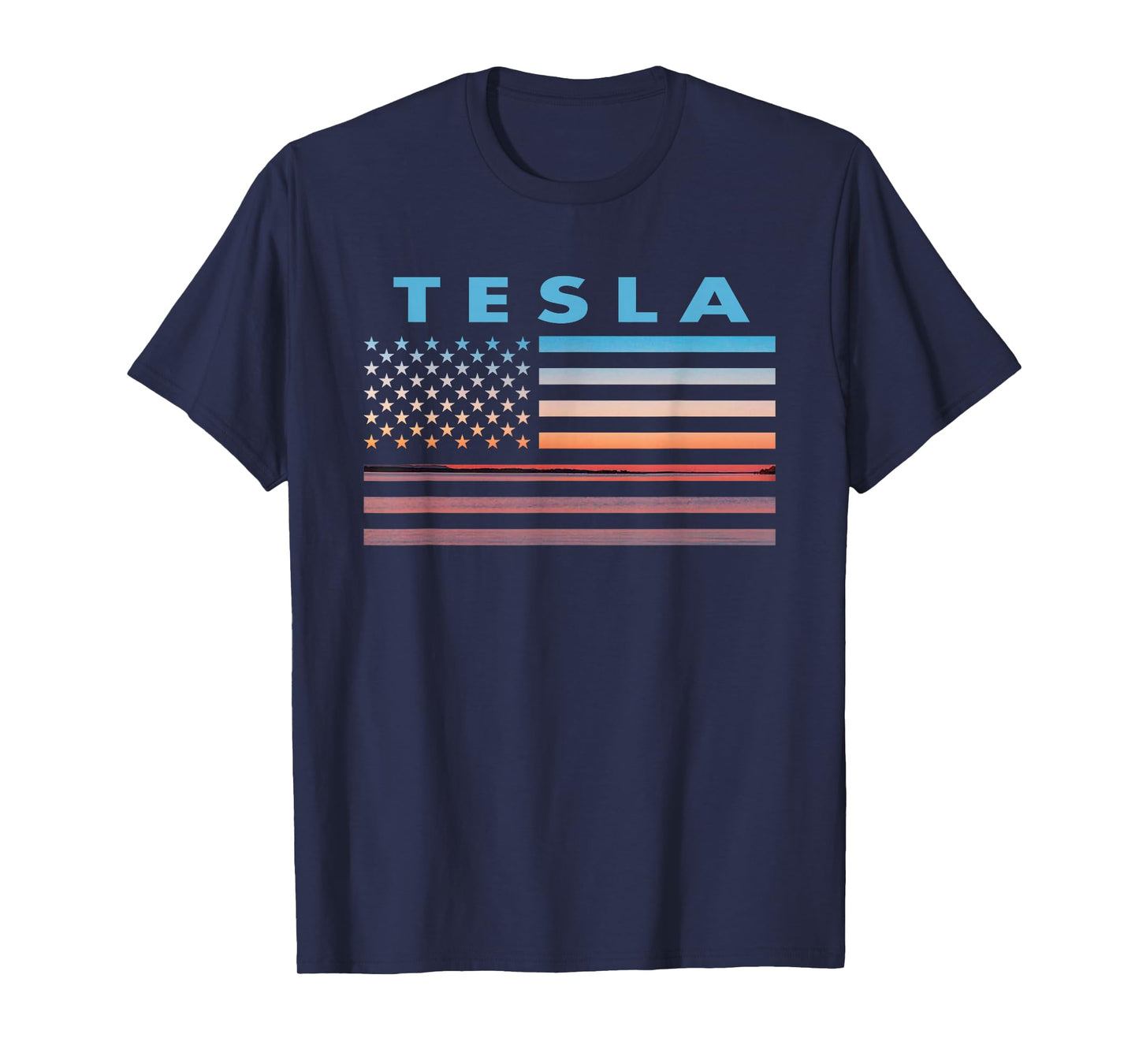 Vintage Sunset American Flag Tesla, West Virginia T-Shirt