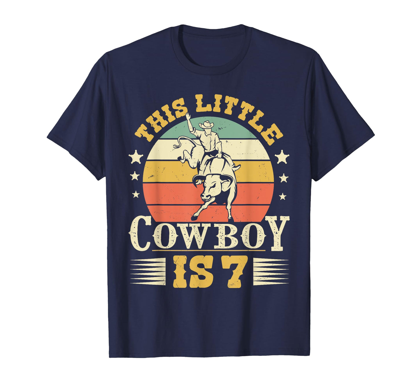This Little Cowboy Is 7 Western Country Rodeo 7th Birthday T-Shirt
