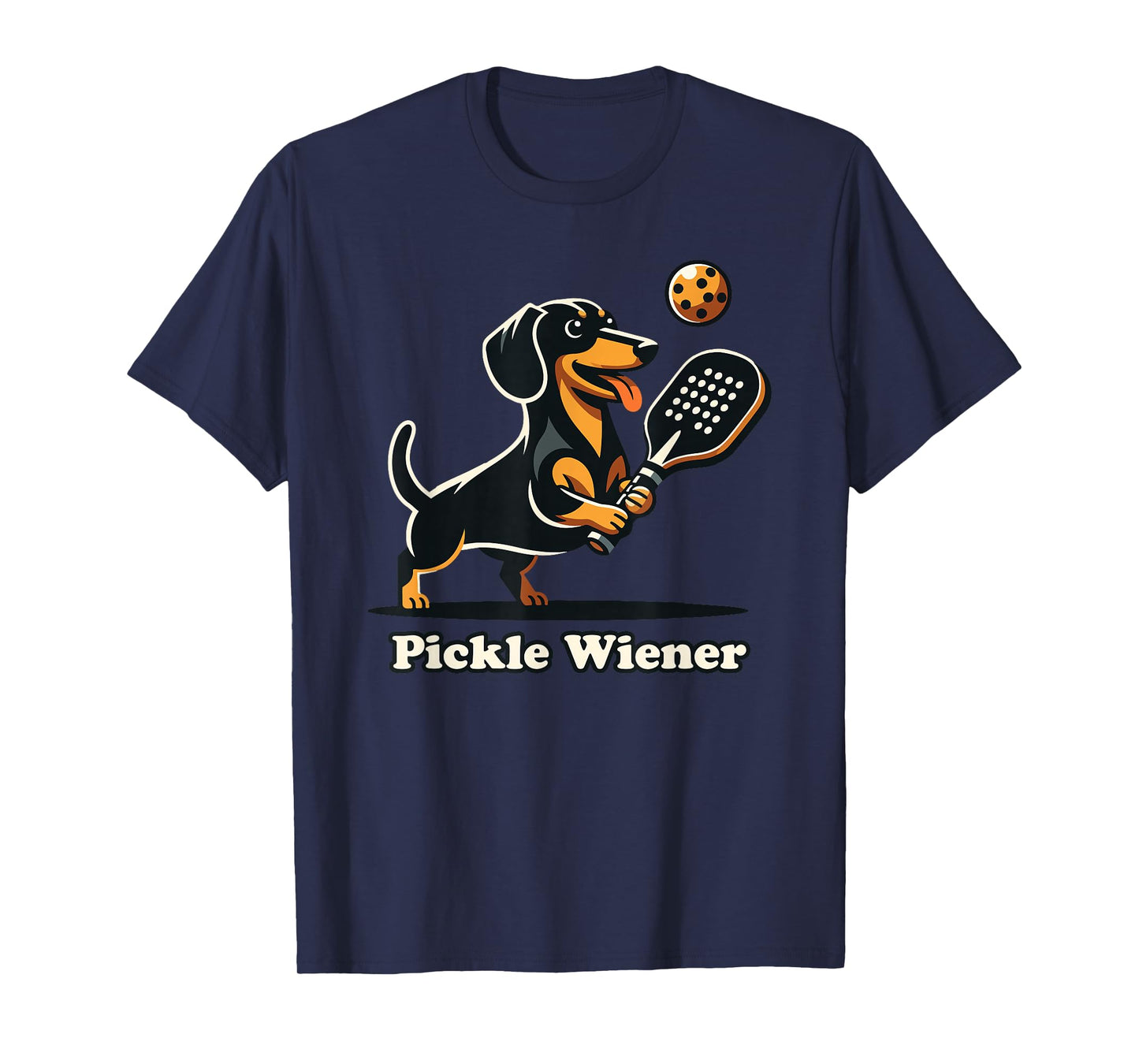 Dog Playing Pickleball Pickle Wiener Dog Dachshund Funny T-Shirt