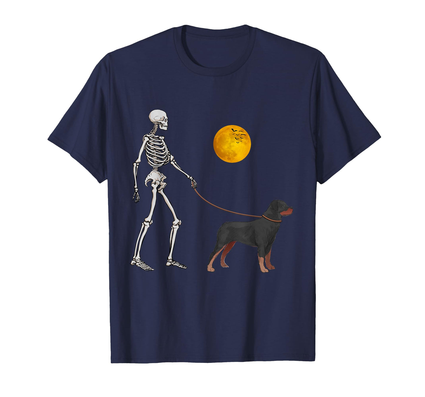 Rottweiler Skeleton Dog Walking Halloween Costume Men Women Kids T-Shirt