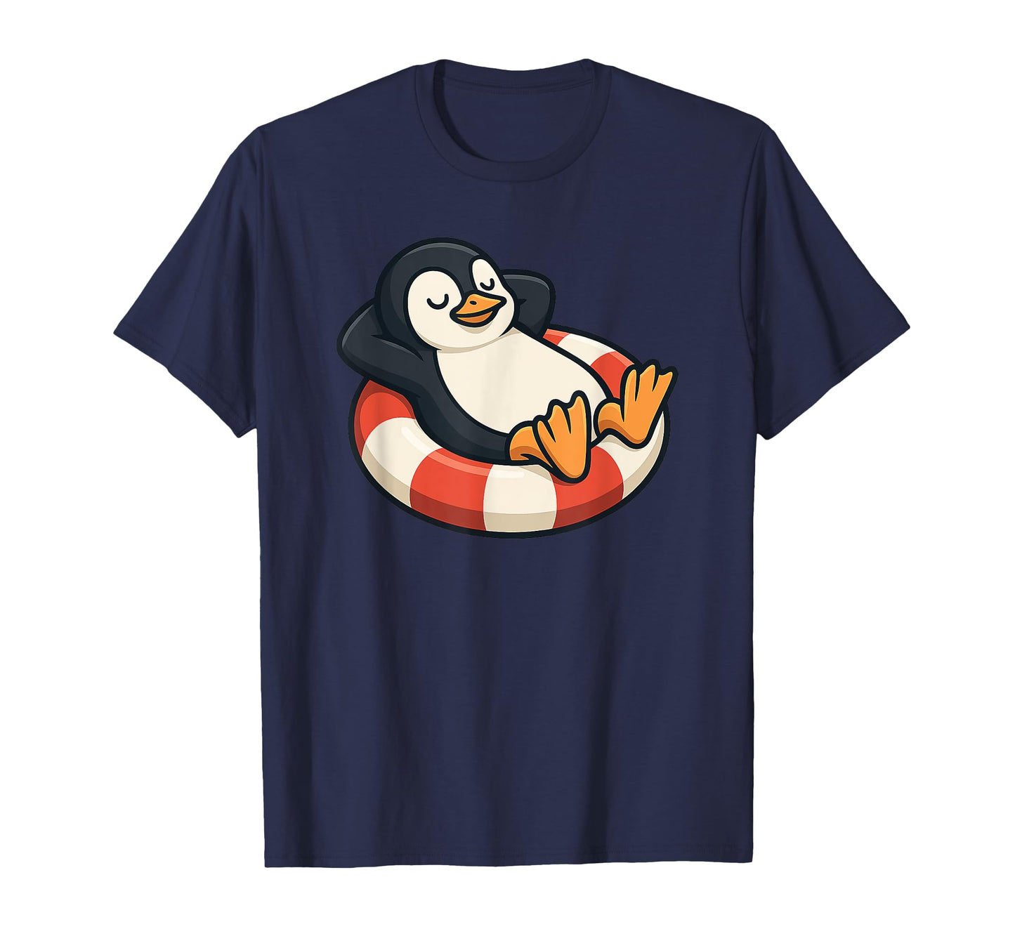Cool Relaxed Penguin in Swimming Ring Costume T-Shirt