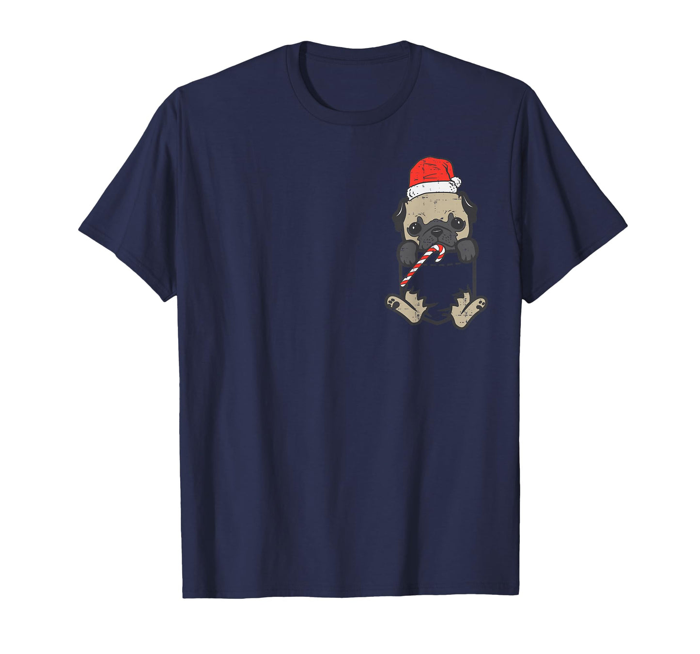Pocket Pug Santa Dog Christmas Xmas Men Women T-Shirt