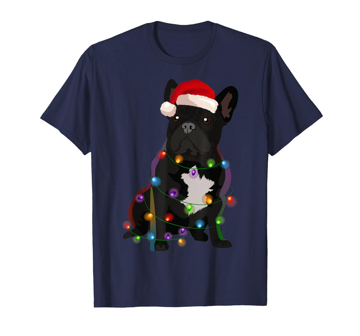 French Bulldog Frenchie Christmas Lights Xmas Dog Lover T-Shirt
