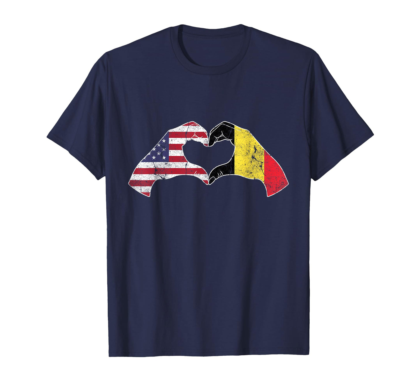 USA Belgium Hand Flag Heart Belgian Americans Love T-Shirt