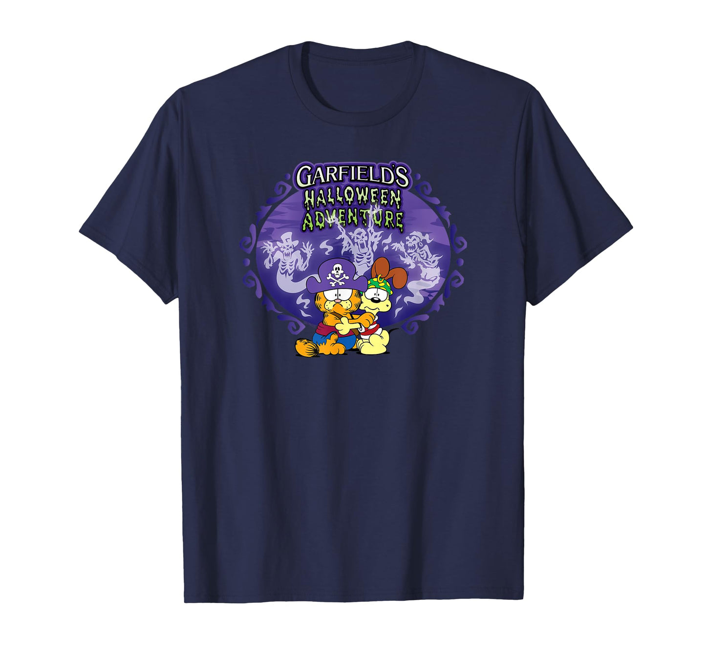 Garfield Halloween Adventure Hugging Cartoon Cat and Dog T-Shirt