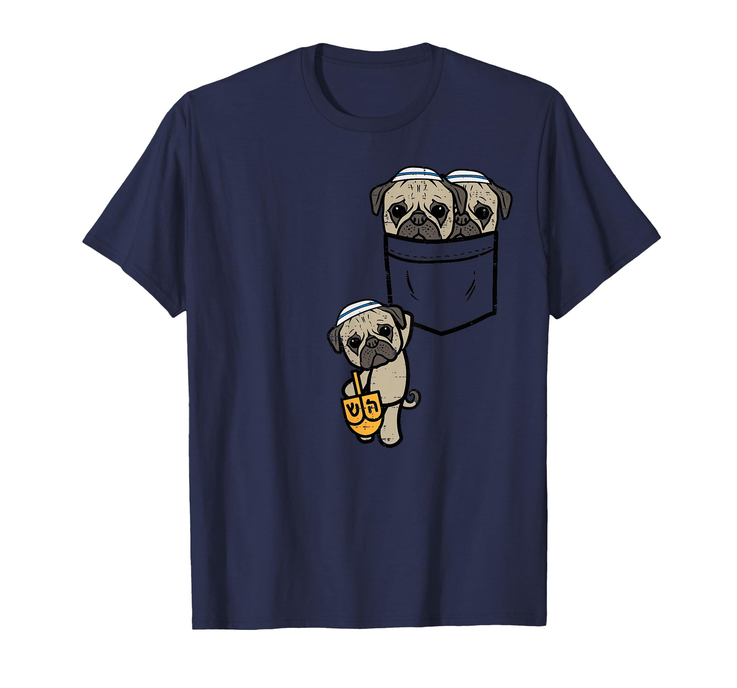 Pocket Dog Pugs Jewish Hanukkah Pajamas Chanukah PJs Women T-Shirt