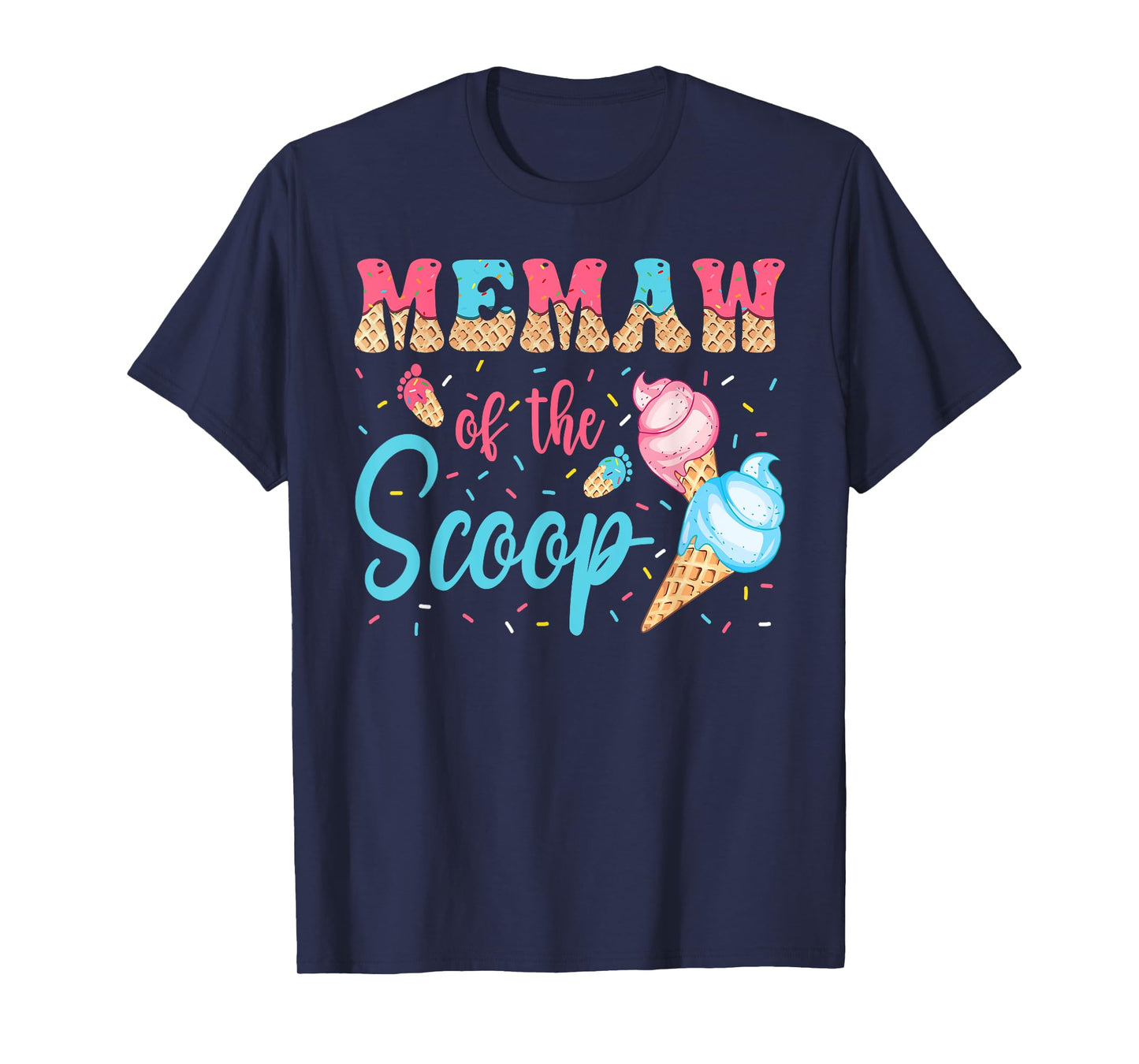 Memaw Of The Scoop Ice Cream Gender Reveal Baby Shower T-Shirt