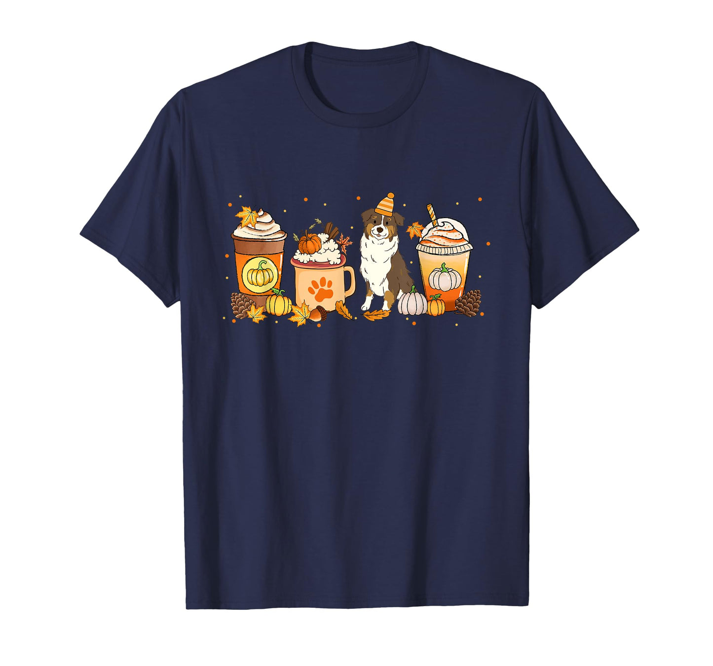 Aussie Coffee Pumpkin Spice Dog Lovers Fall Thanksgiving T-Shirt