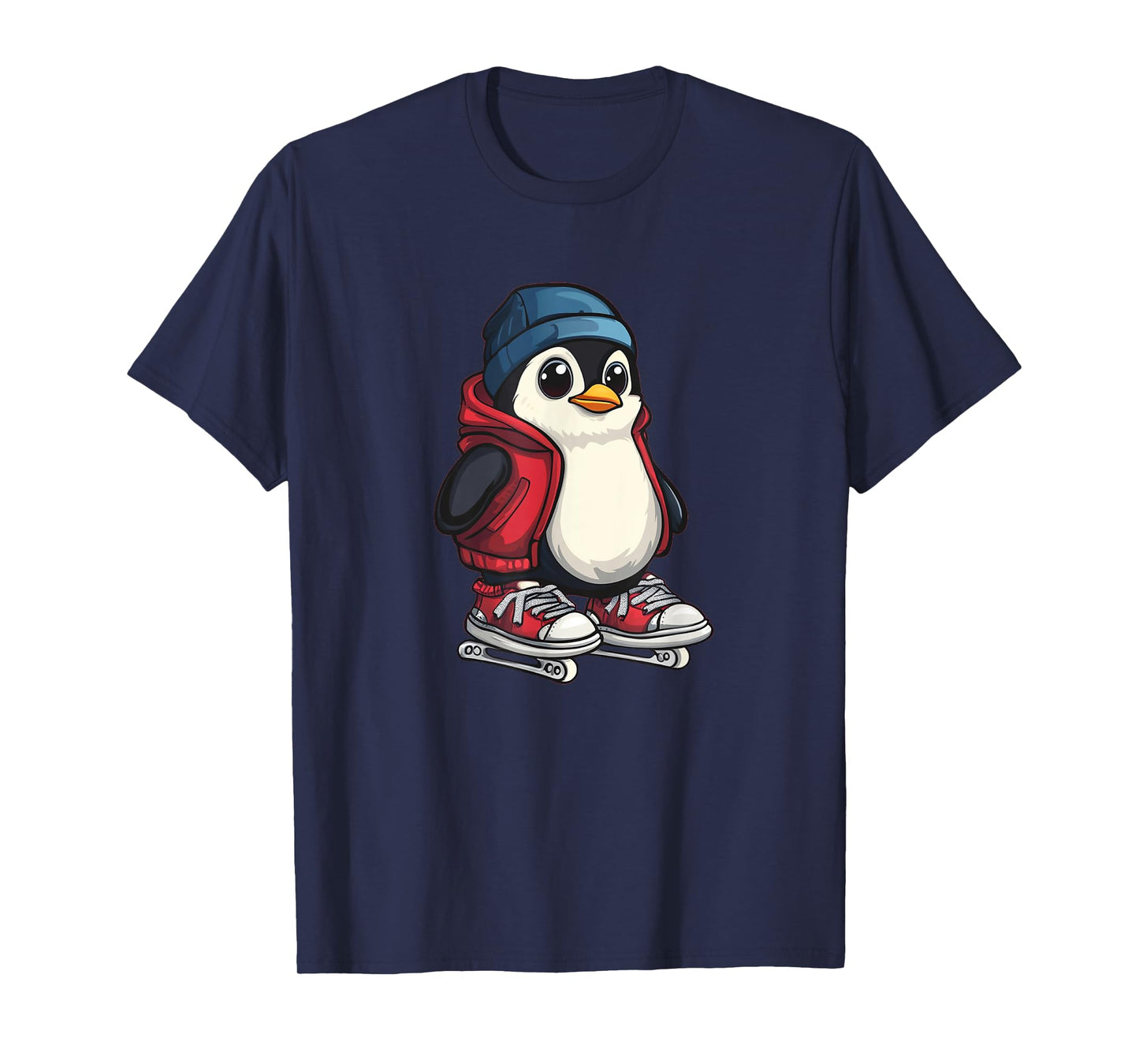 Funny Penguin Glides in Winter for Skater Lovers T-Shirt