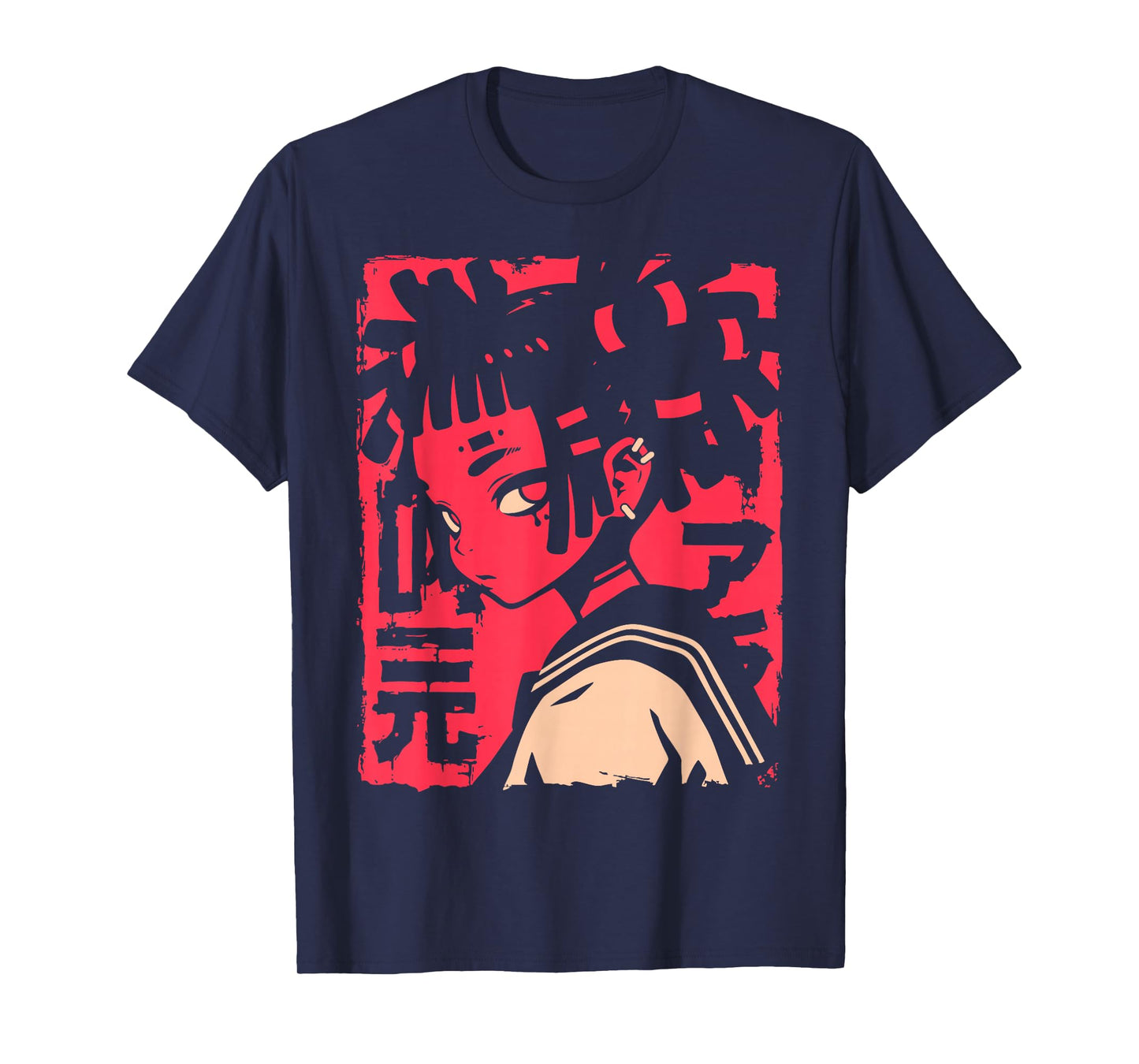 Harajuku Cyberpunk Black Girl Anime Manga Waifu Japanese T-Shirt