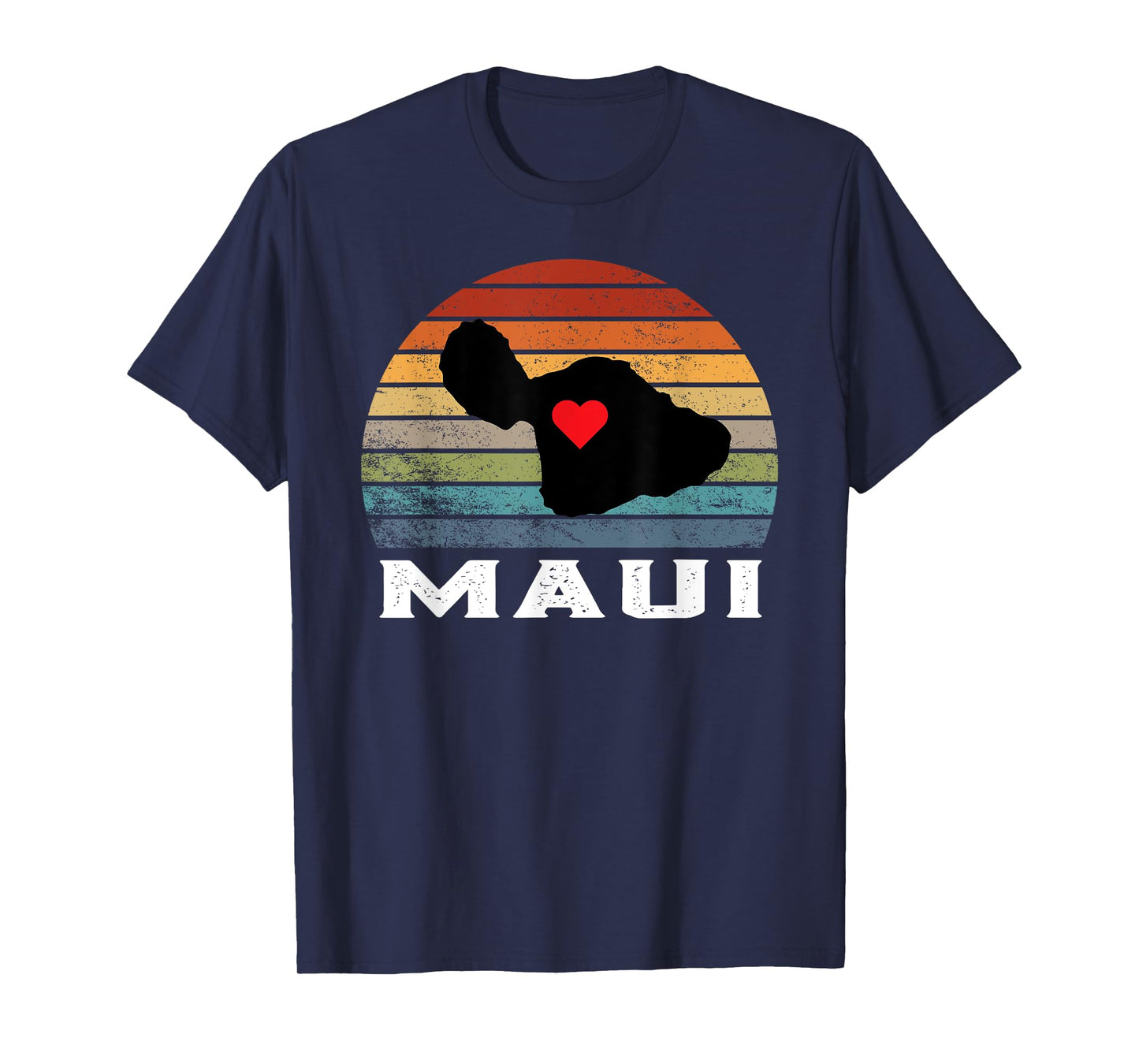 Vintage Retro Maui Hawaii Map With Heart Island T-Shirt