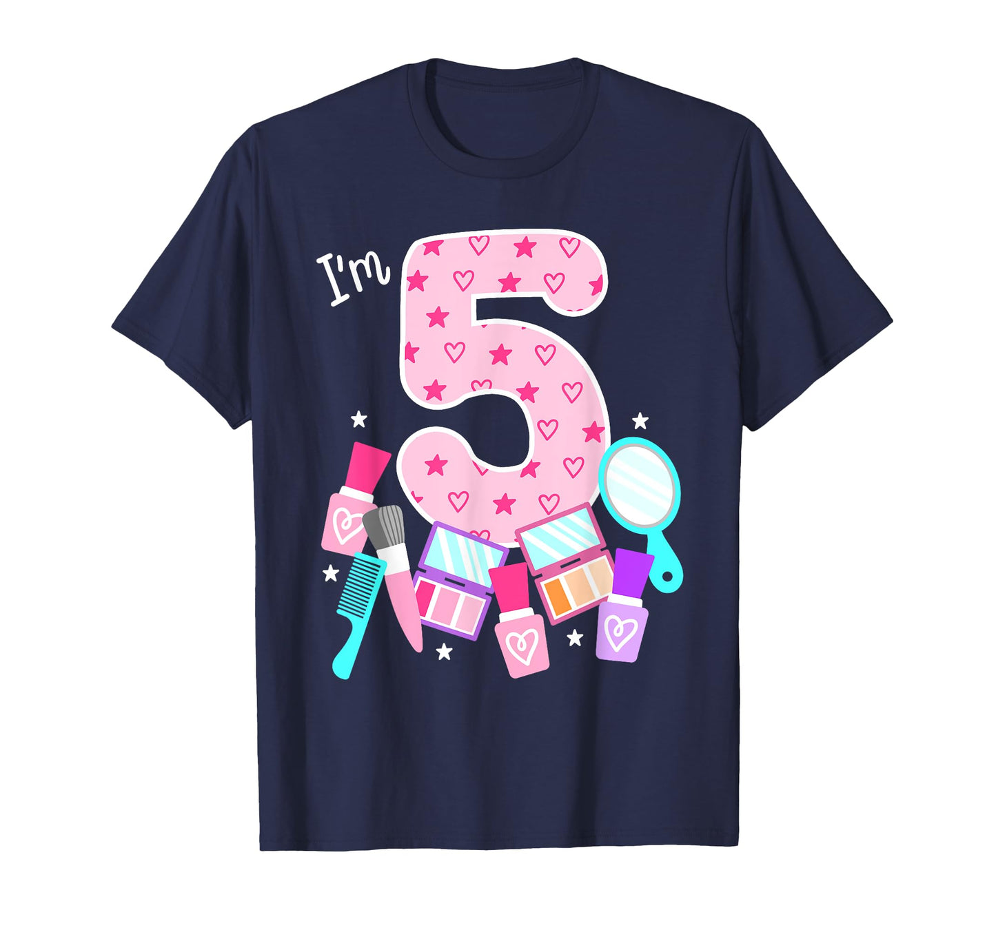 Spa Birthday Party I'm 5 Girls Makeup 5th Bday Kids Toddlers T-Shirt