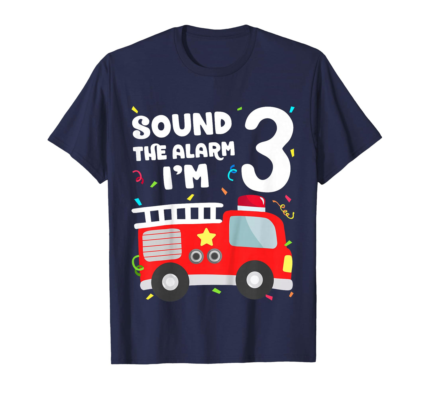 Kids Fire Truck 3rd Birthday Toddler Boy Firefighter 3 Year Old T-Shirt