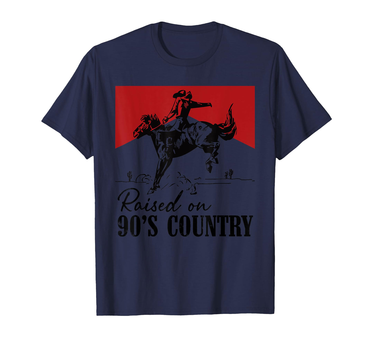 Vintage Western Bull Skull Raised On 90's Country Music T-Shirt