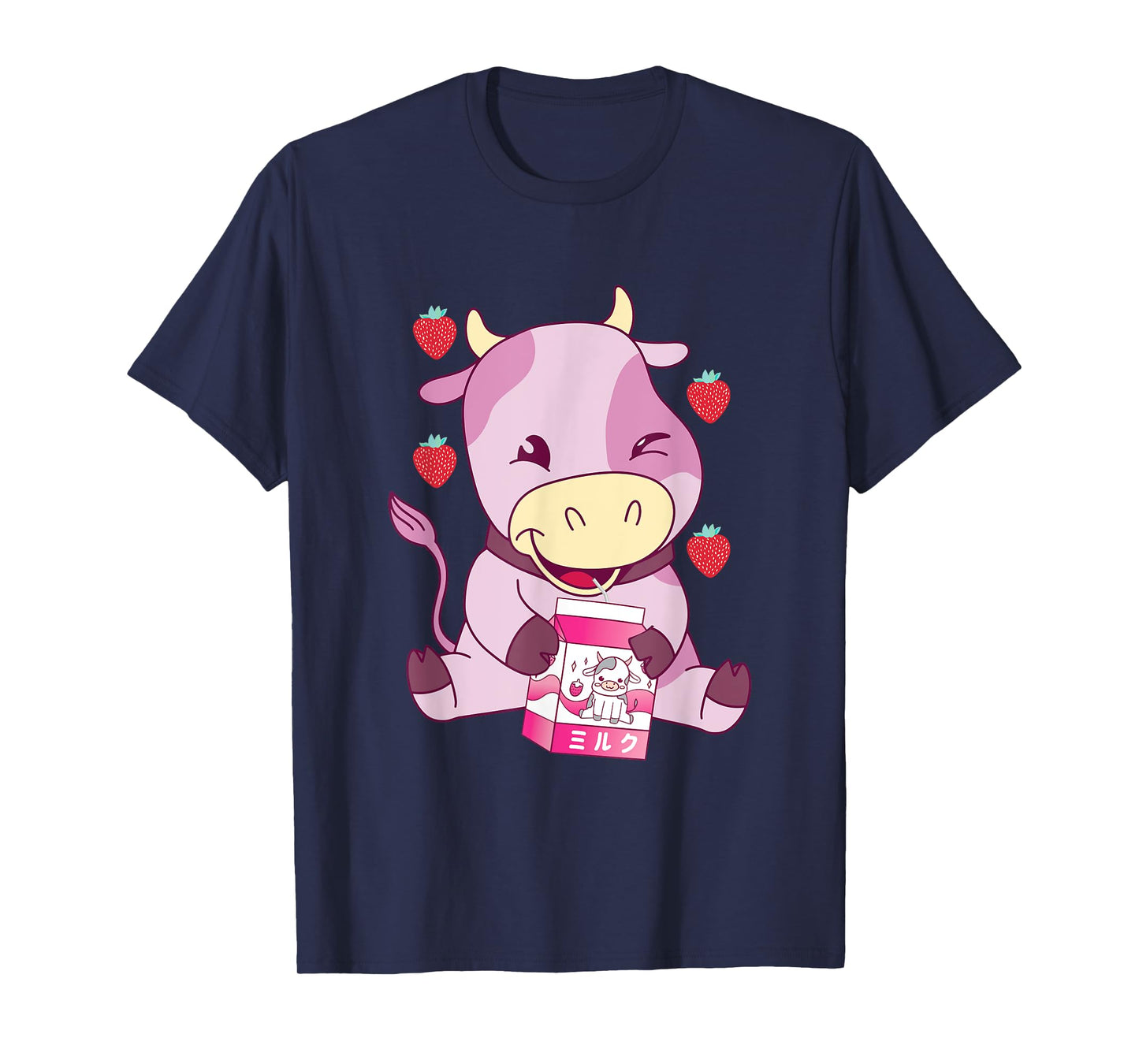 Strawberry Milk Pink Cow Japanese Strawberry Milk Shake T-Shirt