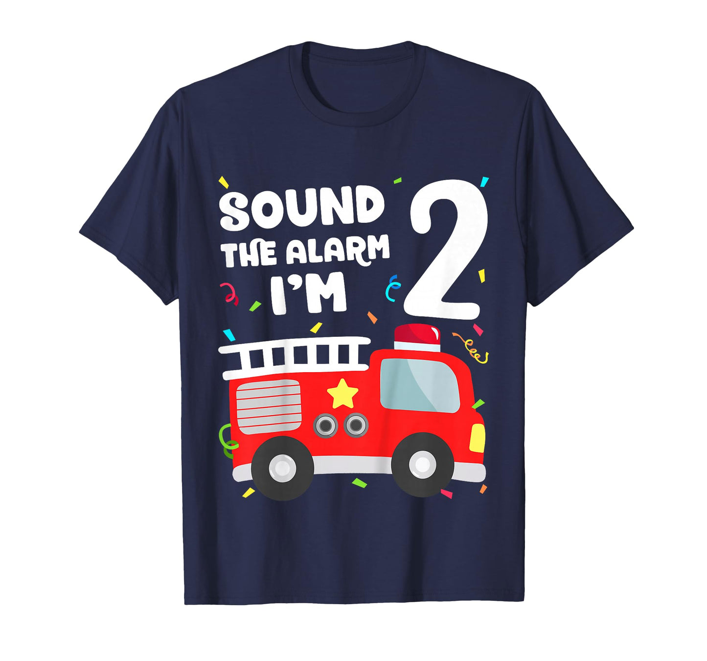 Kids Fire Truck 2nd Birthday Toddler Boy Firefighter 2 Year Old T-Shirt