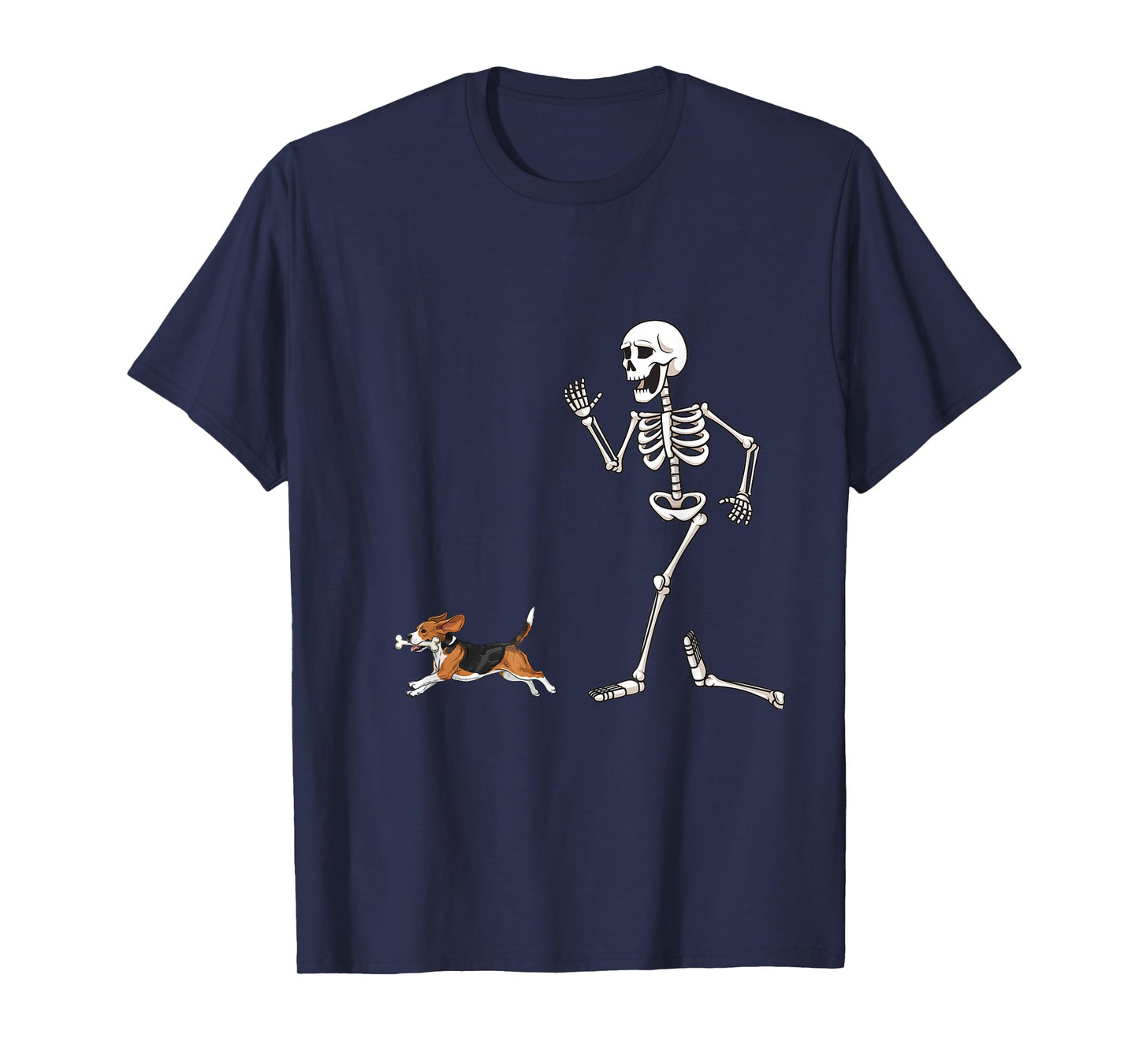 Funny Halloween Beagle and Skeleton T-Shirt