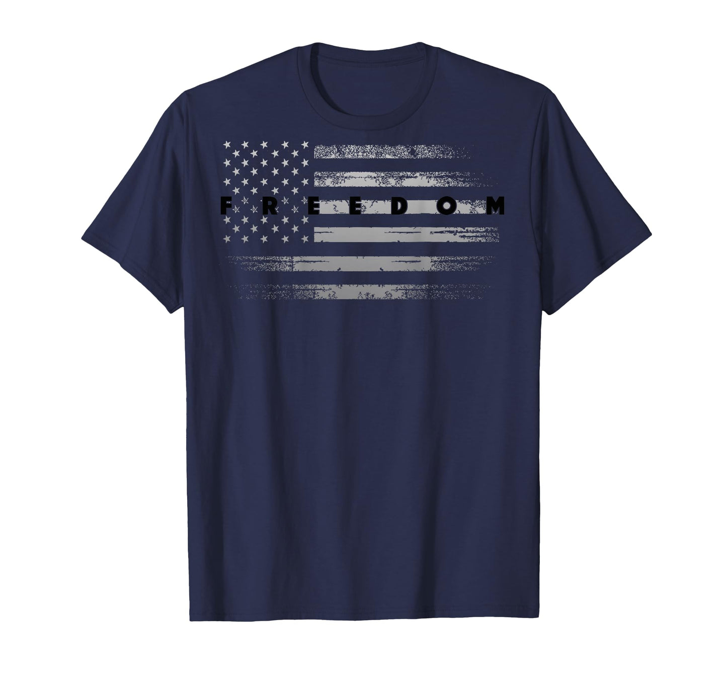 On Back | Grunge American Flag Patriotic Pride Freedom T-Shirt