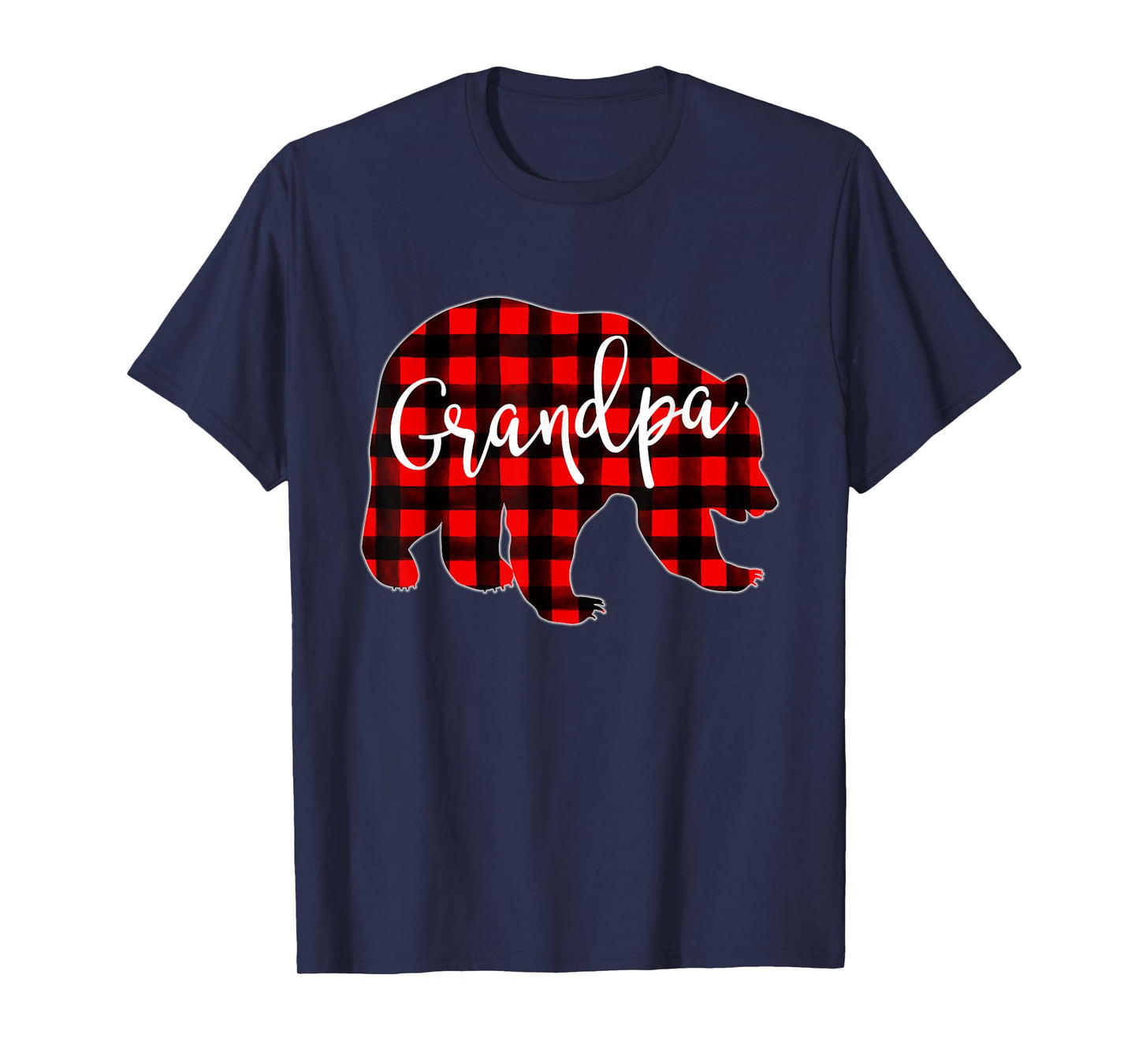 Red Plaid Grandpa Bear Matching Family Christmas Eve Buffalo T-Shirt