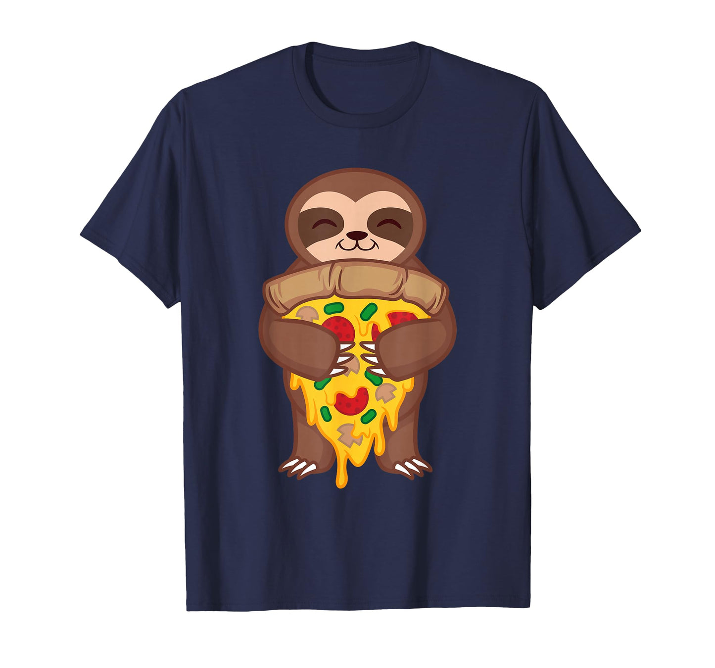Sloth Holding Pepperoni Pizza Funny Foodie Animal Lover Gift T-Shirt