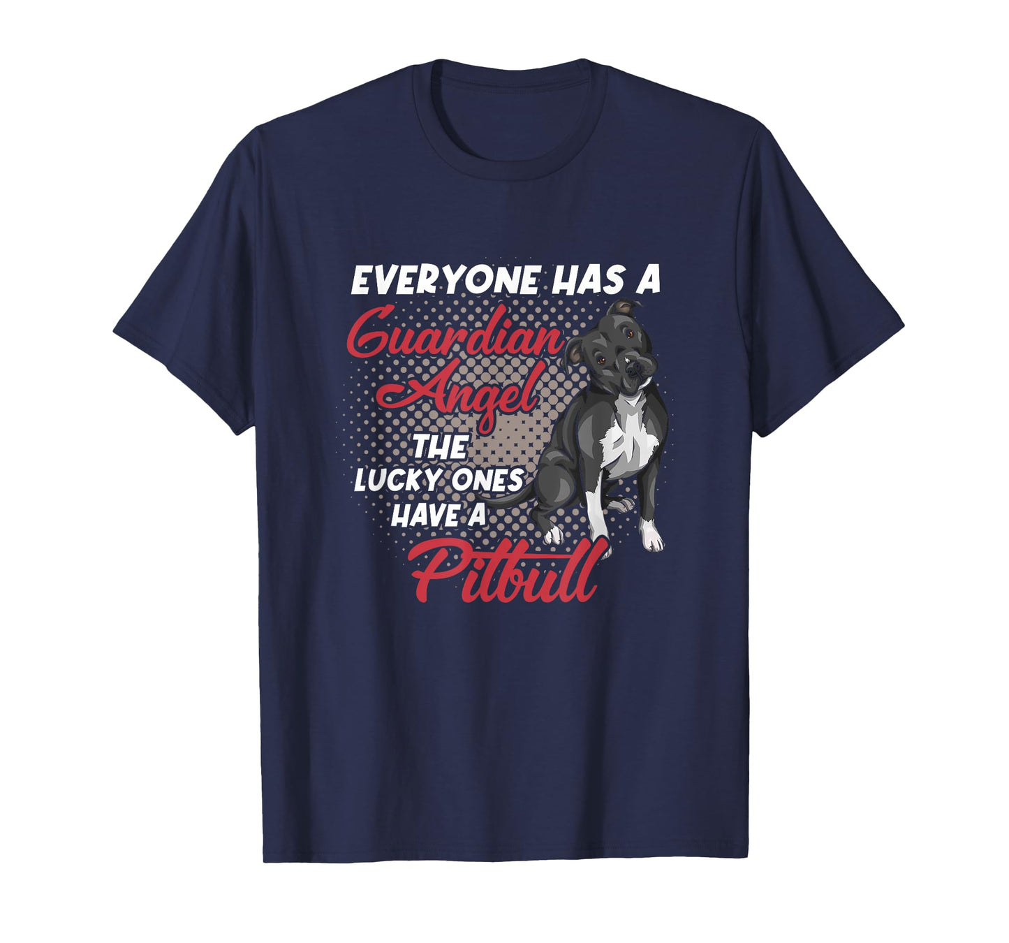 Black Pitbull Is My Guardian Angel Funny Pit Bull Dog Owner T-Shirt for Men Women