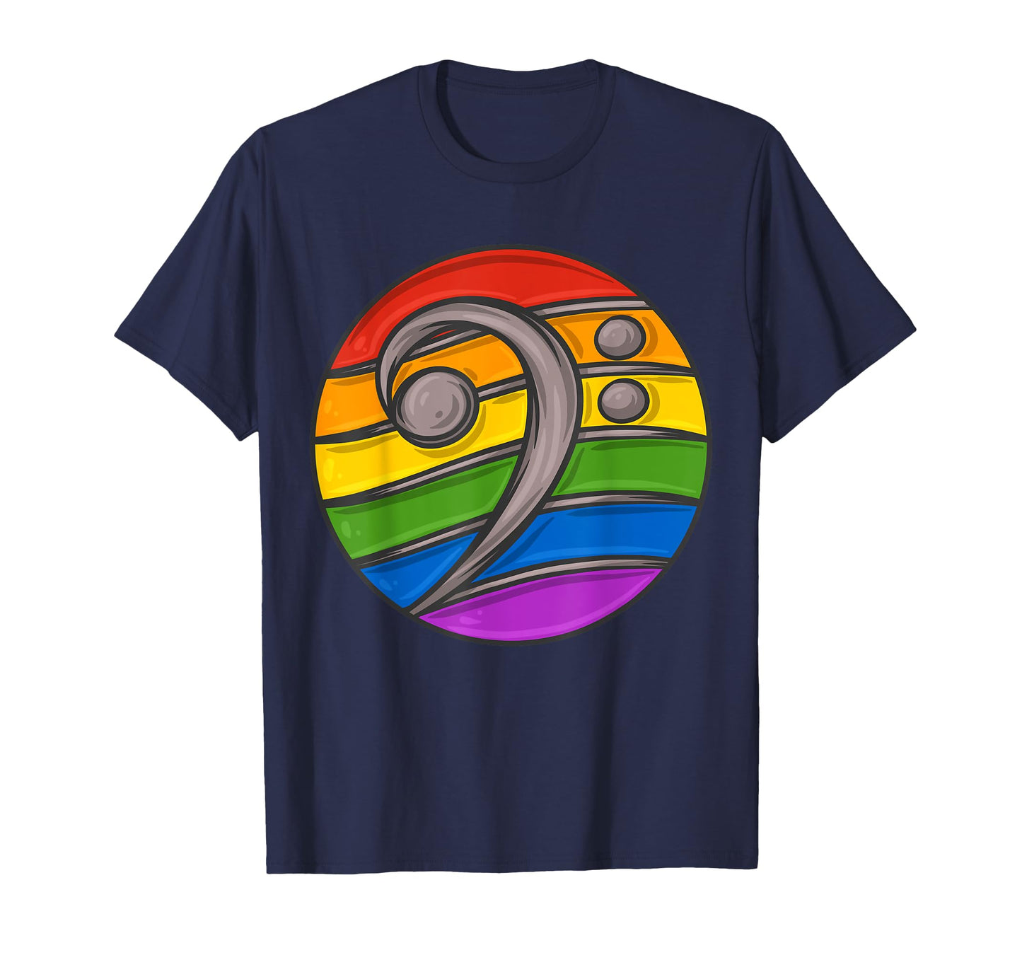 Bass Clef Headphones Notes Music Song Musician Rainbow T-Shirt