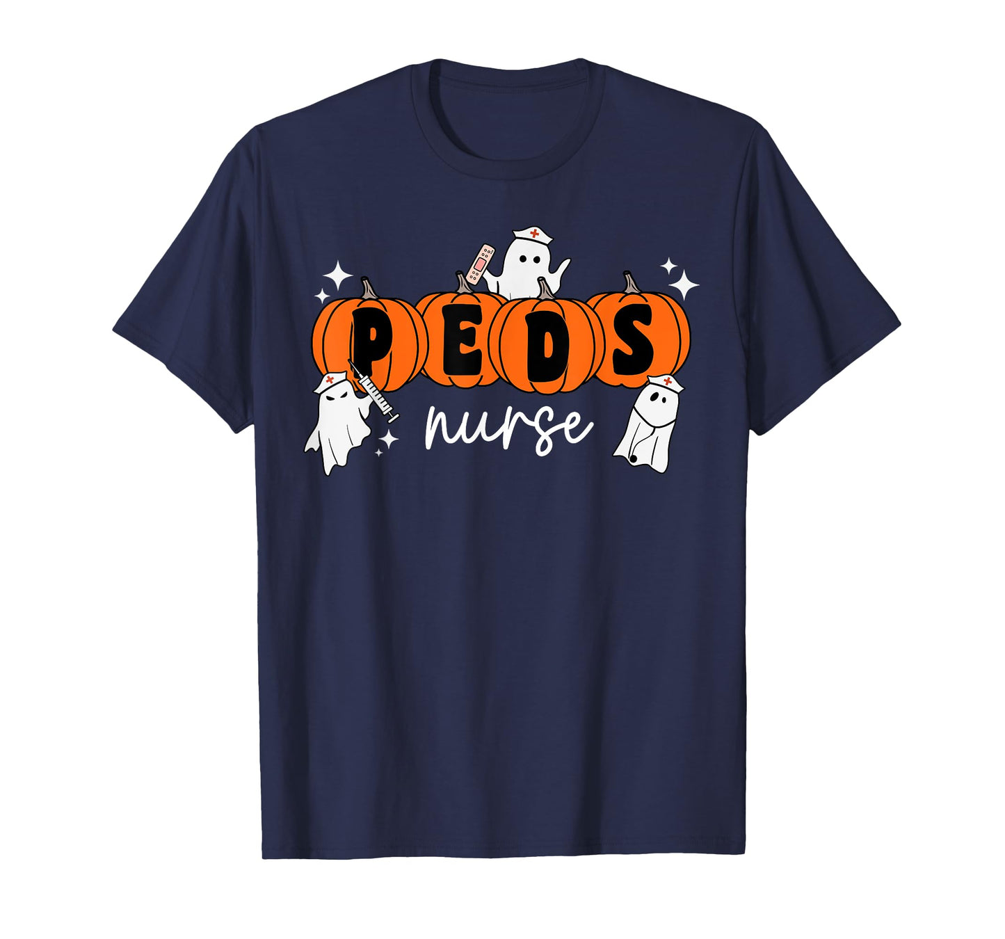 Peds Nurse Crew Ghost Pumpkin Pediatric Nurse Halloween T-Shirt