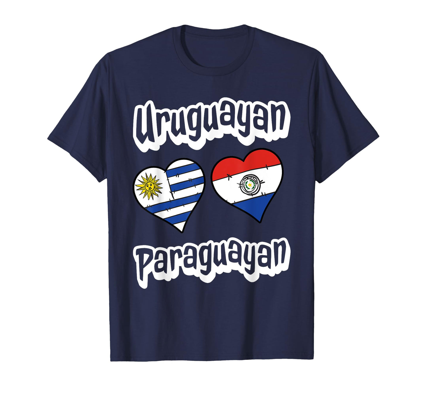 Uruguayan Paraguayan Flag Heart Combo Uruguay Paraguay T-Shirt