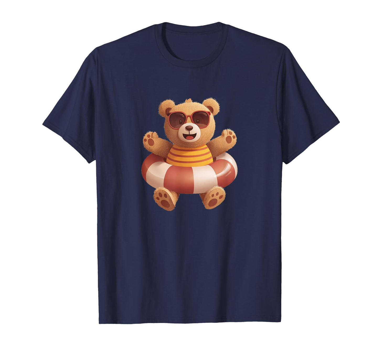 Happy Teddy Bear in Pool Ring T-Shirt