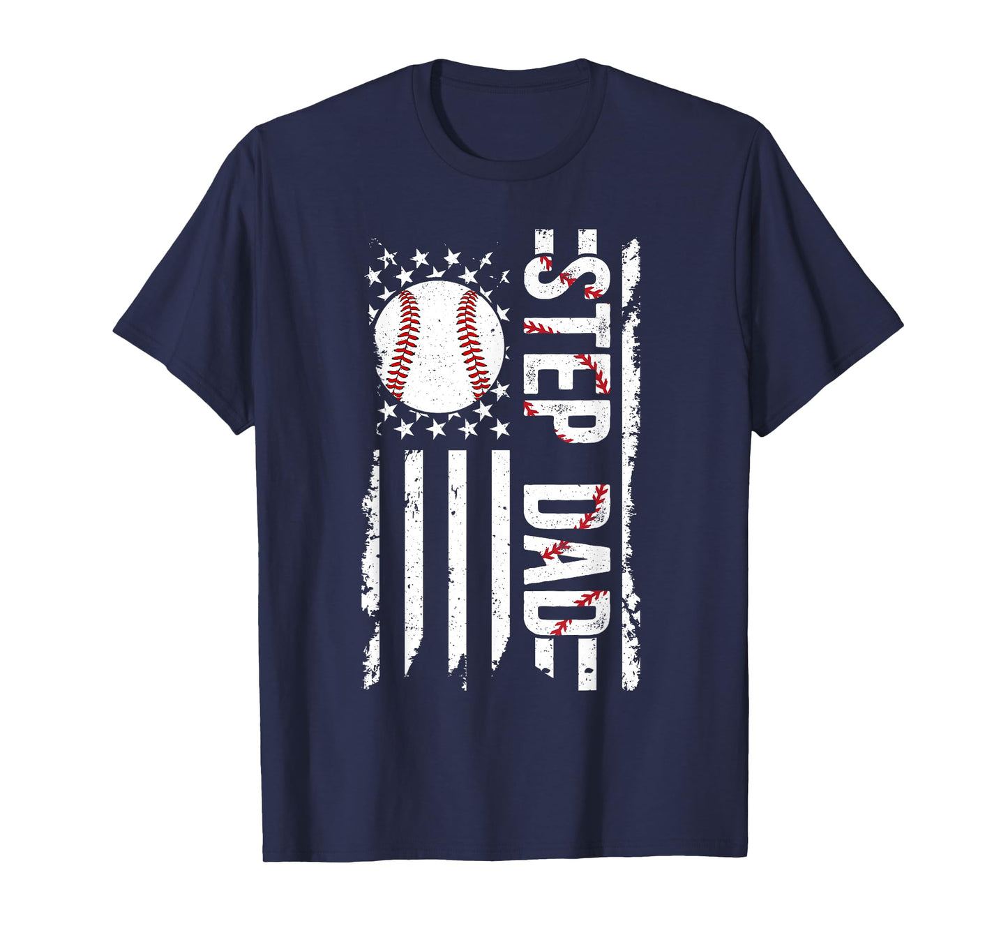 Baseball Step Dad Of A Baseball Player Stepfather US Flag T-Shirt
