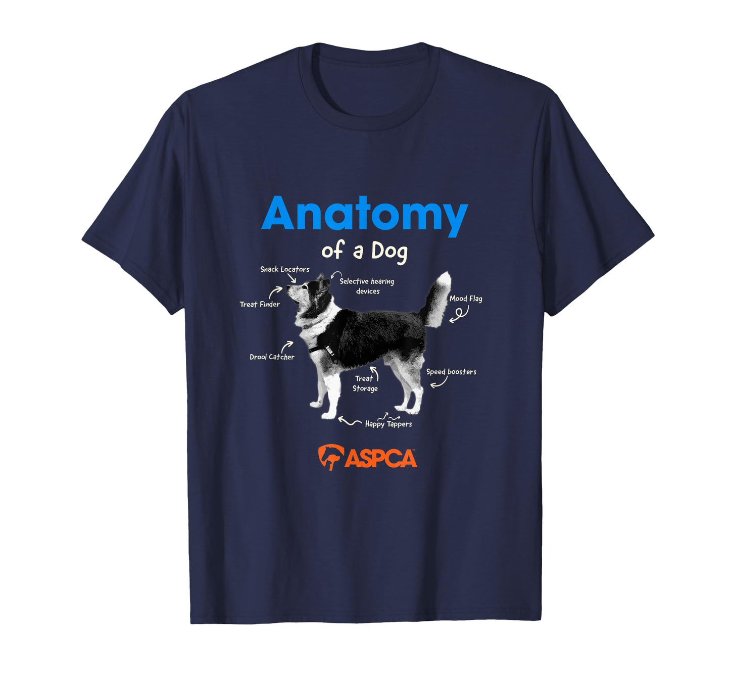 ASPCA Anatomy of a Dog Unisex-Adults Dog Lovers Classic Fit T-Shirt Black Small Crew Neck Short Sleeve