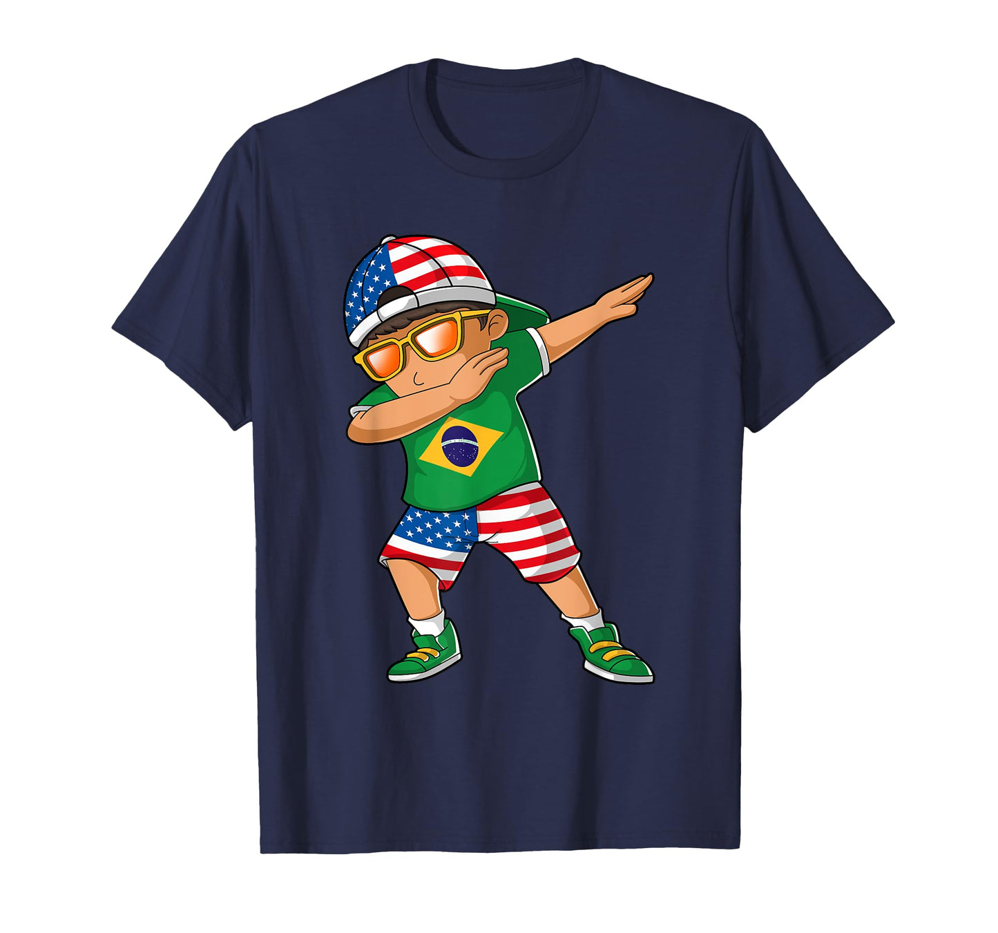 Half American Half Brazilian Boy Kid Brazil Flag Patriotic T-Shirt