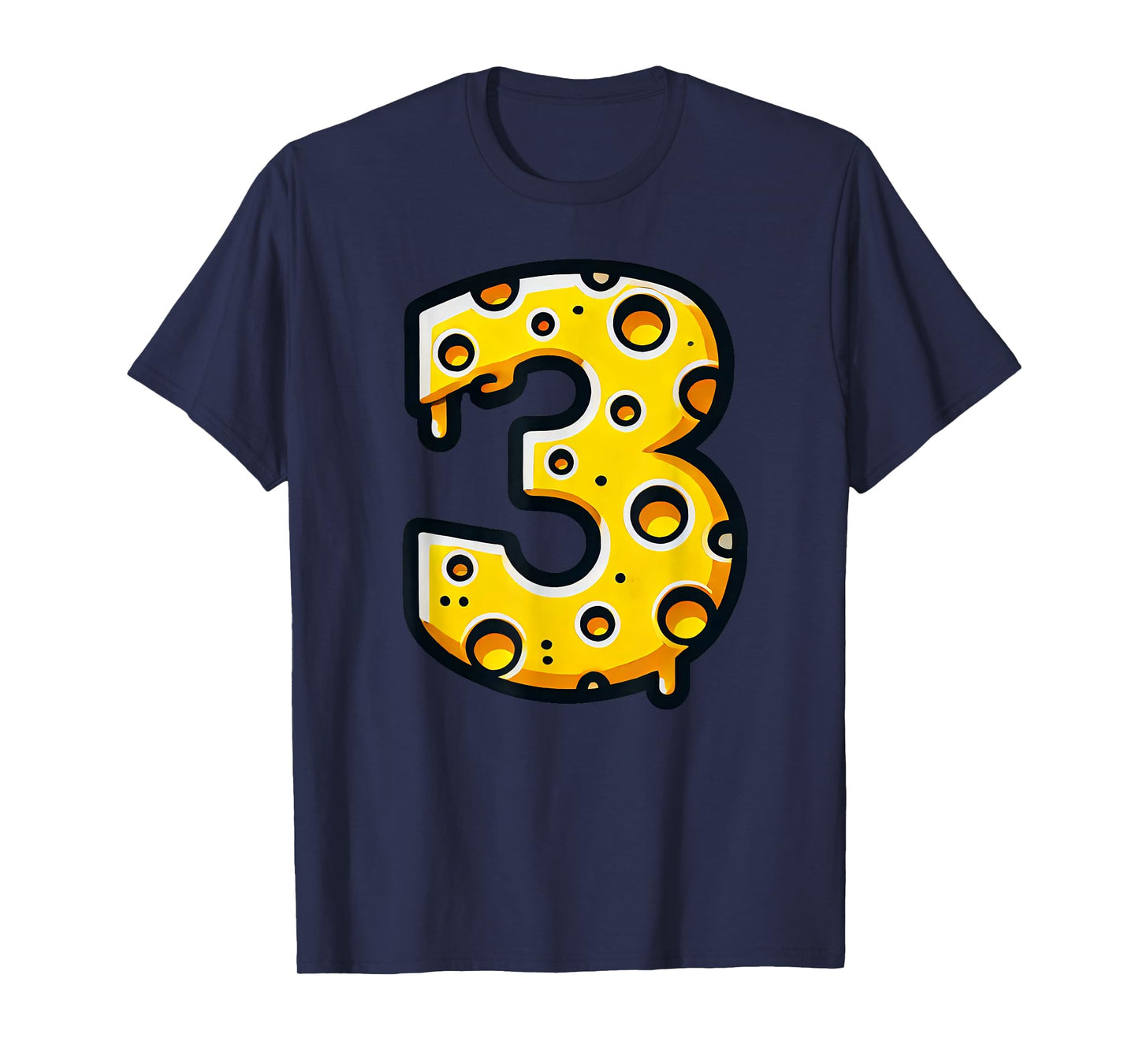 Happy 3rd Birthday Cheese 3 Years Old Number Boys Girls Kids T-Shirt