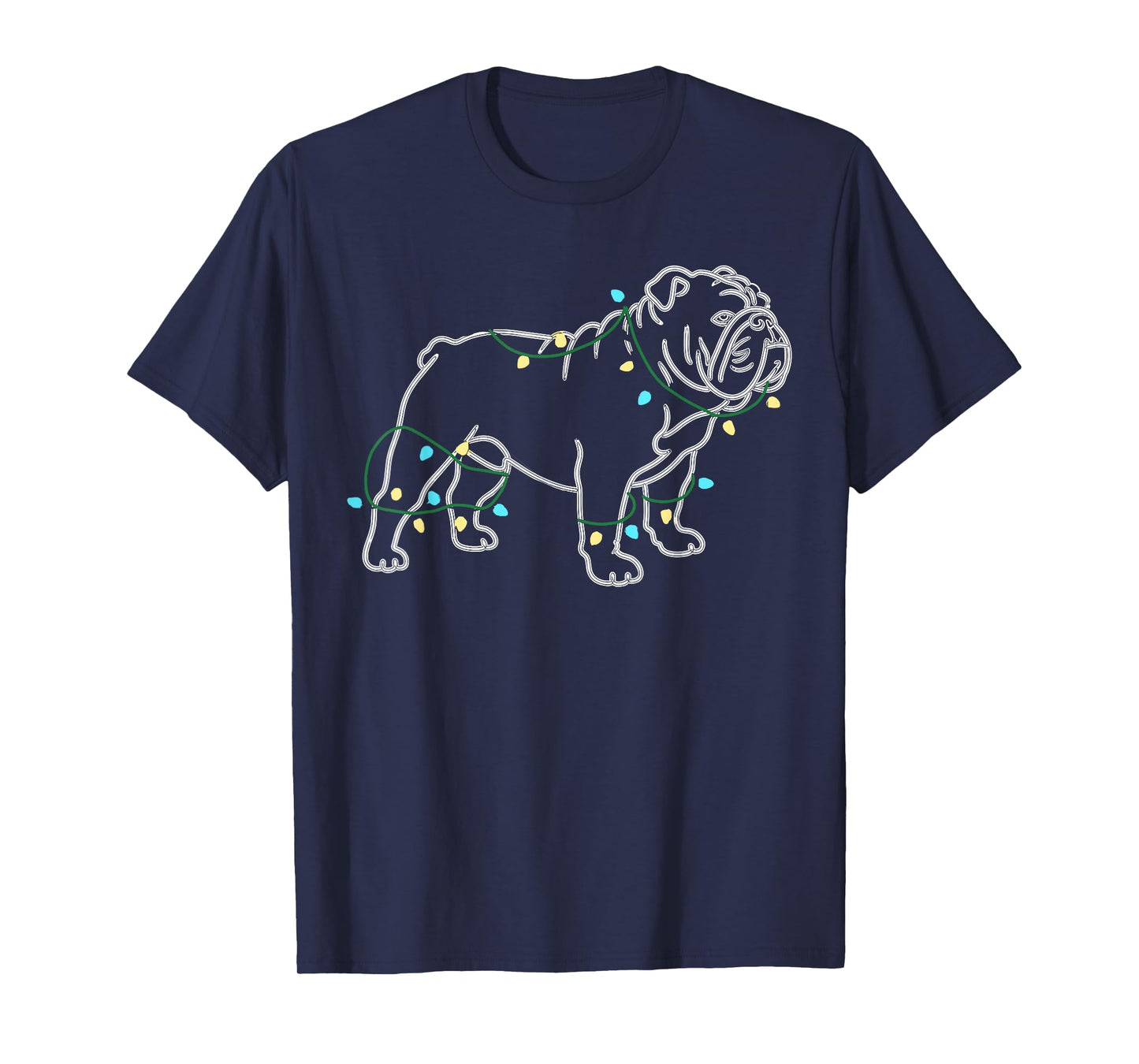 Dog Christmas Outfit, English Bulldog Christmas Lights T-Shirt
