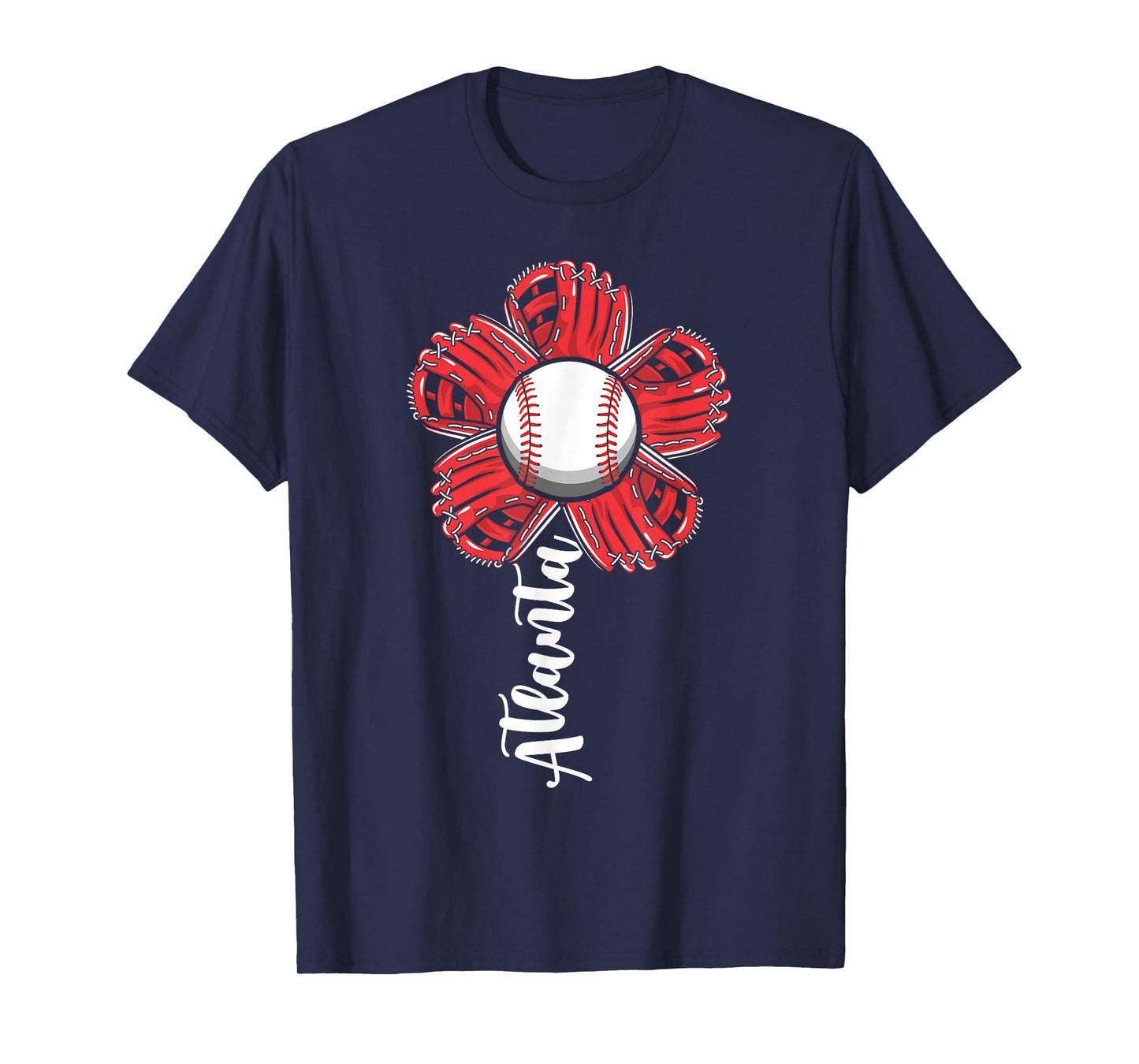 Cute Flower Atlanta Retro Baseball Lover Game Day T-Shirt