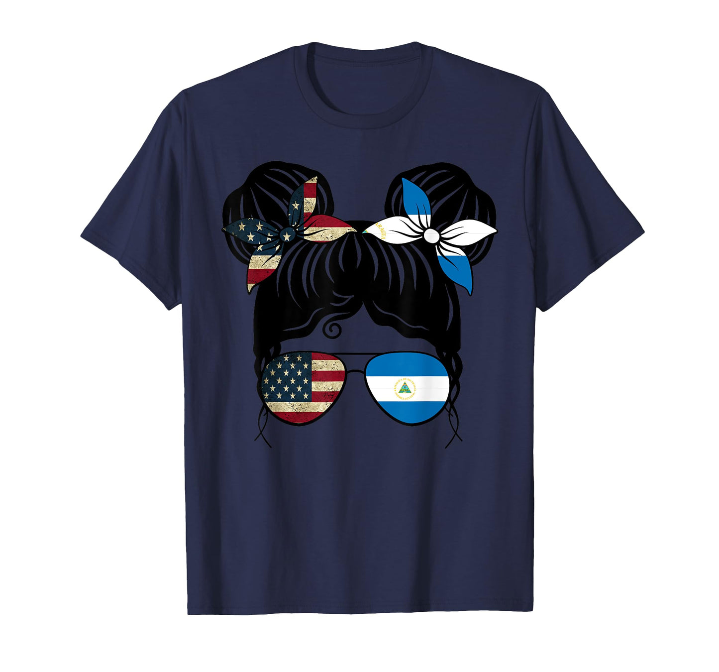 Half American Half Nicaraguan Girl USA Nicaragua Flag Kids T-Shirt
