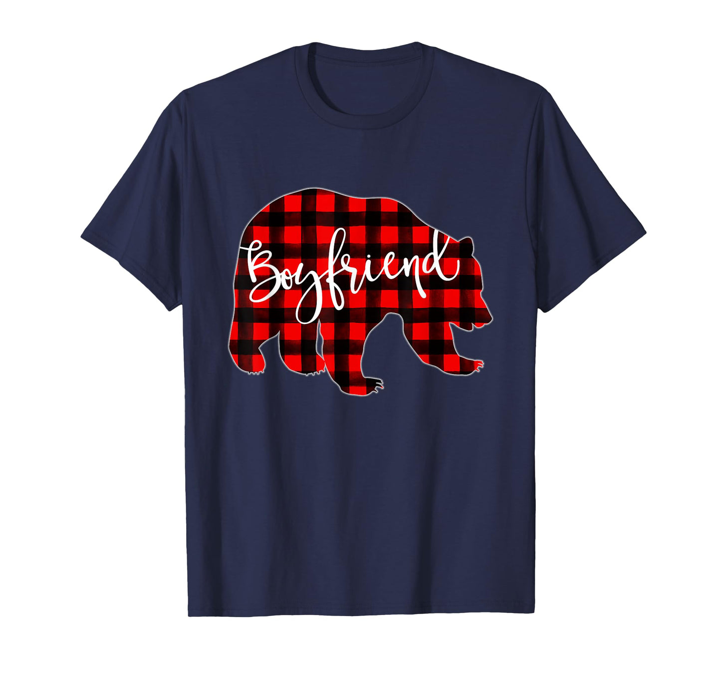 Red Plaid Boyfriend Bear Matching Family Christmas Buffalo T-Shirt