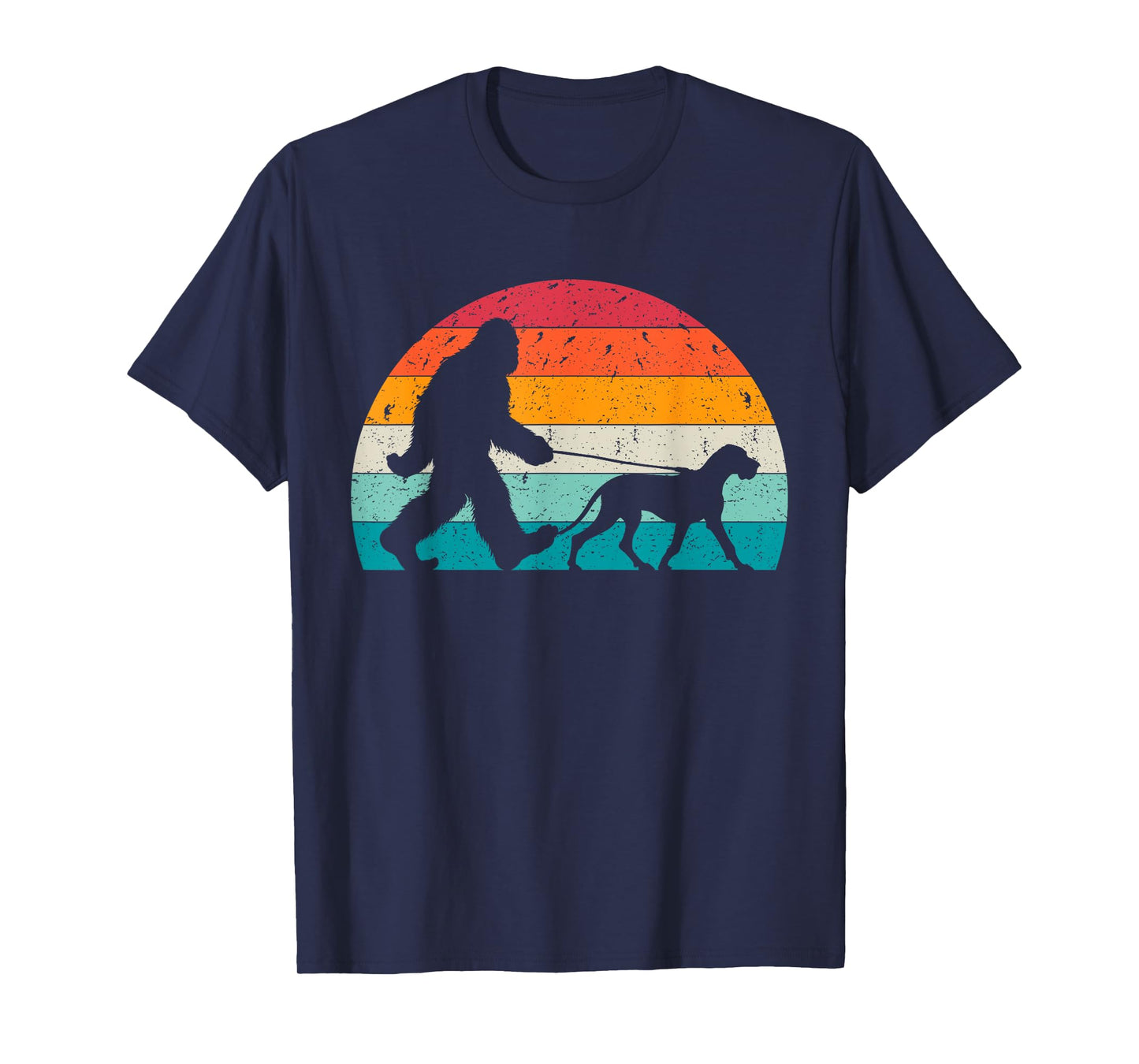 Bigfoot Walking a Dog Funny Great Dane Lovers Dog Dad T-Shirt