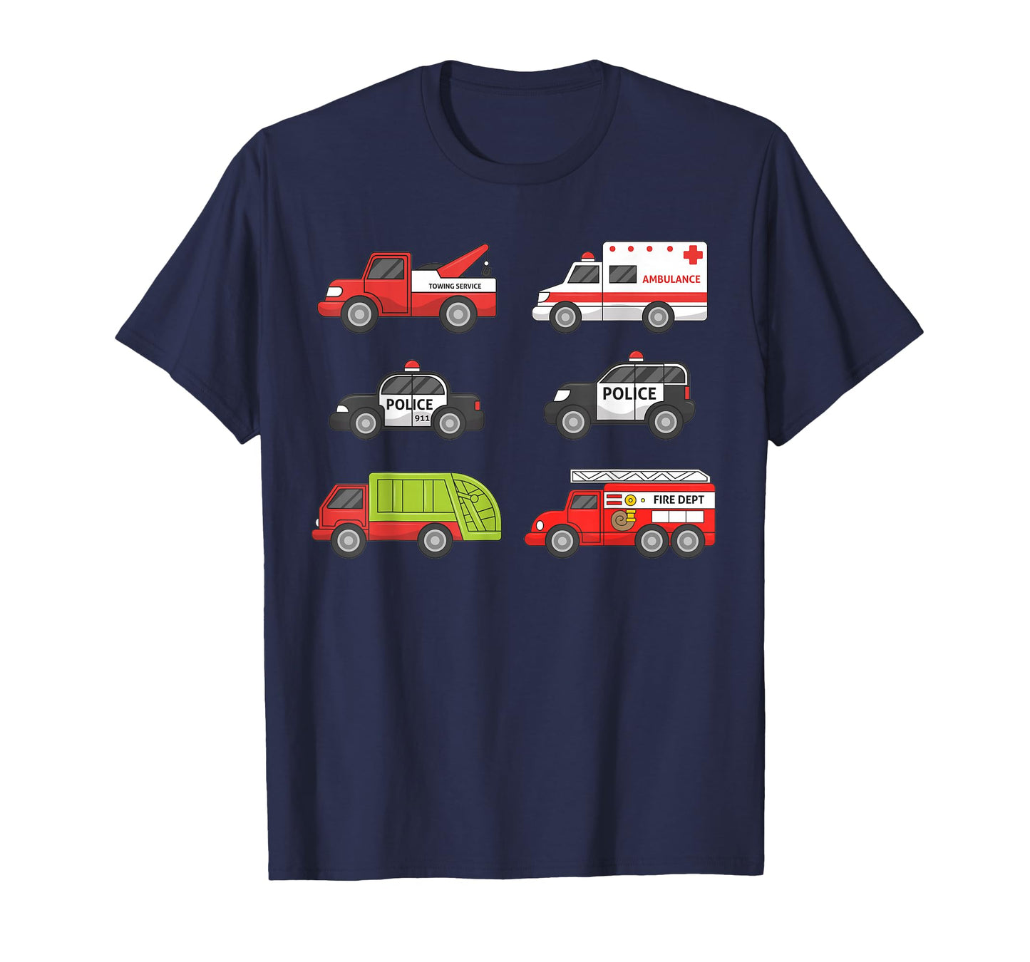 Emergency Vehicles Fire Truck Police Car Ambulance Shirt T-Shirt