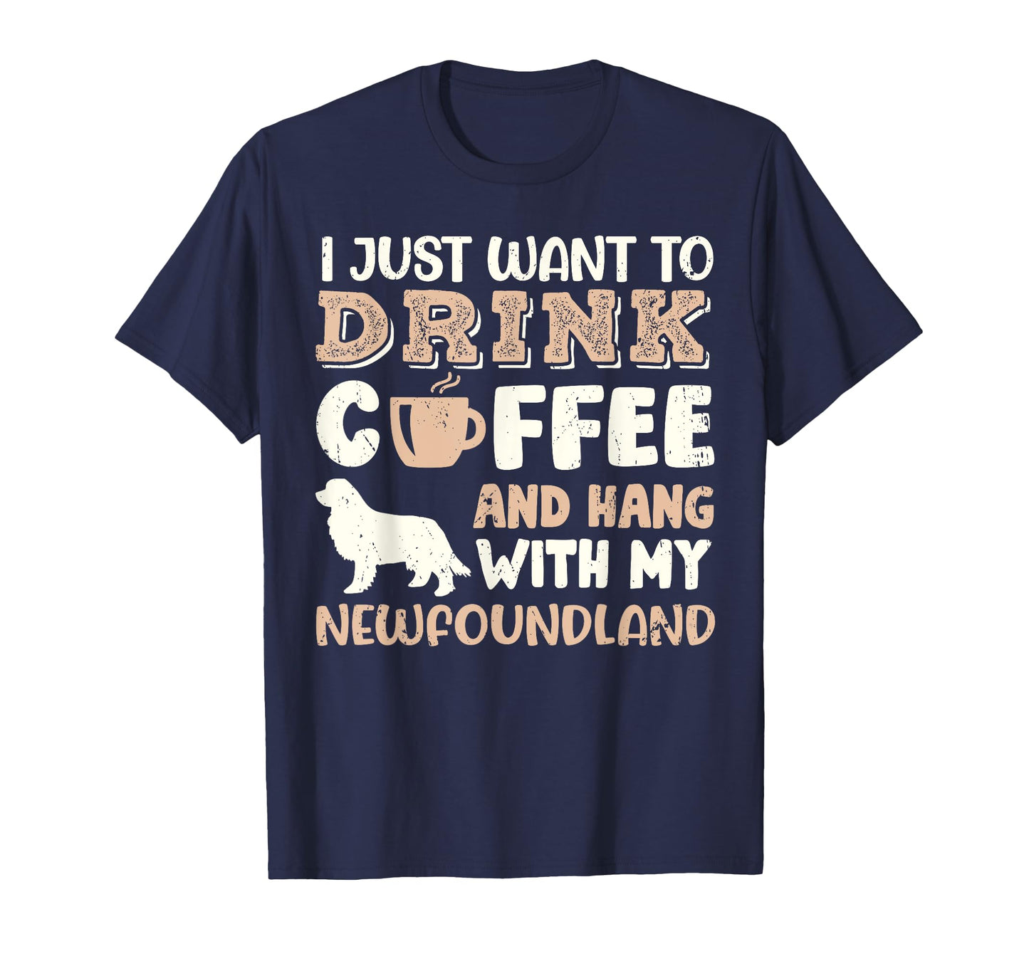 Funny Newfoundland Drink Coffee Hand With Dog Mom Gift Men Women Girls Kids T-Shirt