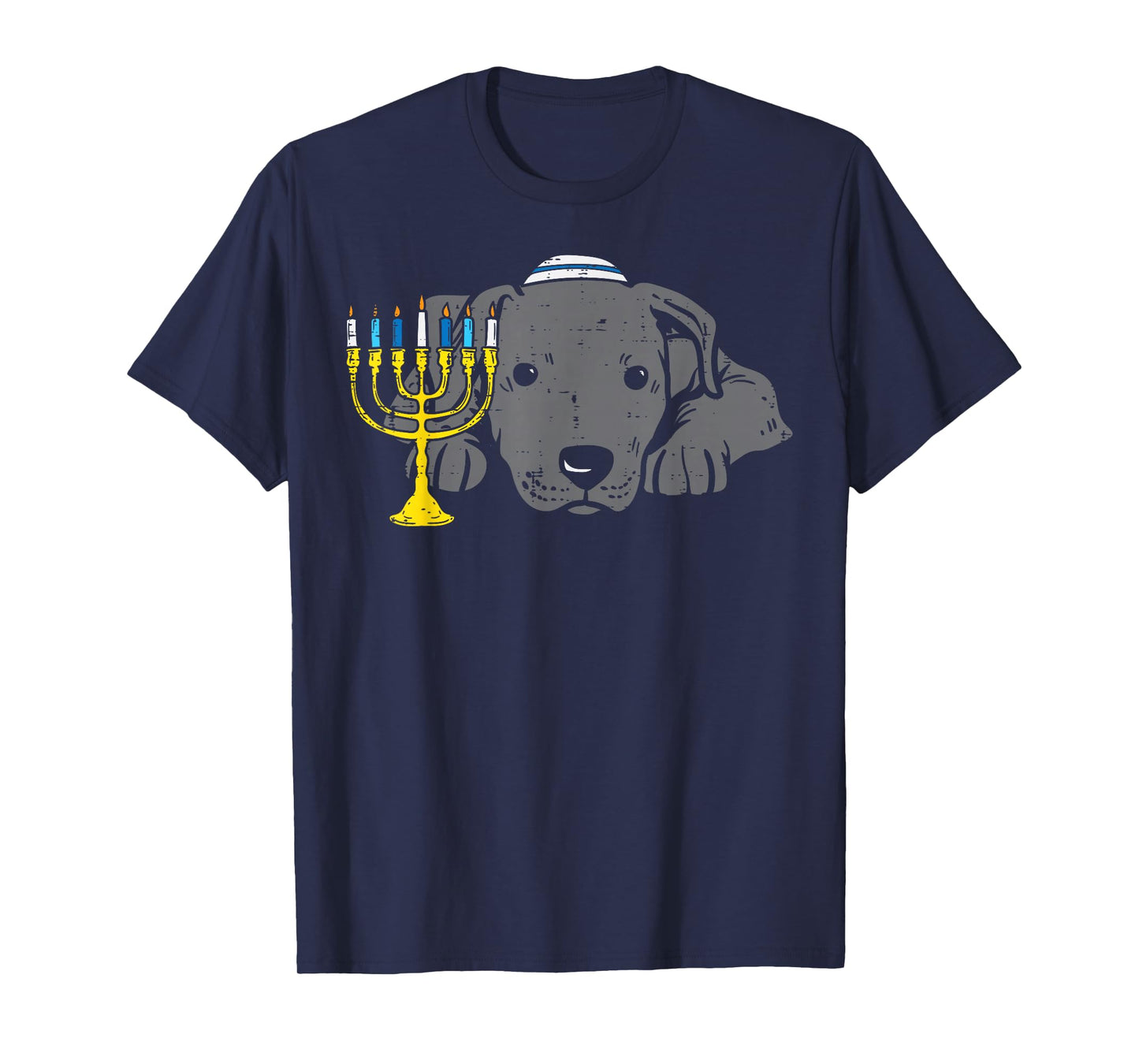 Jewish Pitbull Dog Menorah Hanukkah Pajamas Chanukah PJs T-Shirt