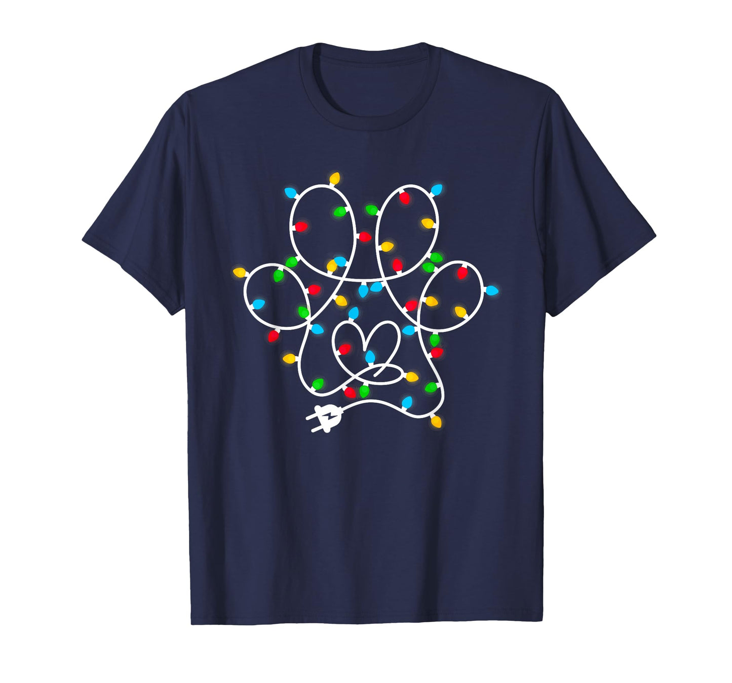 Dog Paw Print Christmas Tree Lights Merry Christmas Pajamas T-Shirt