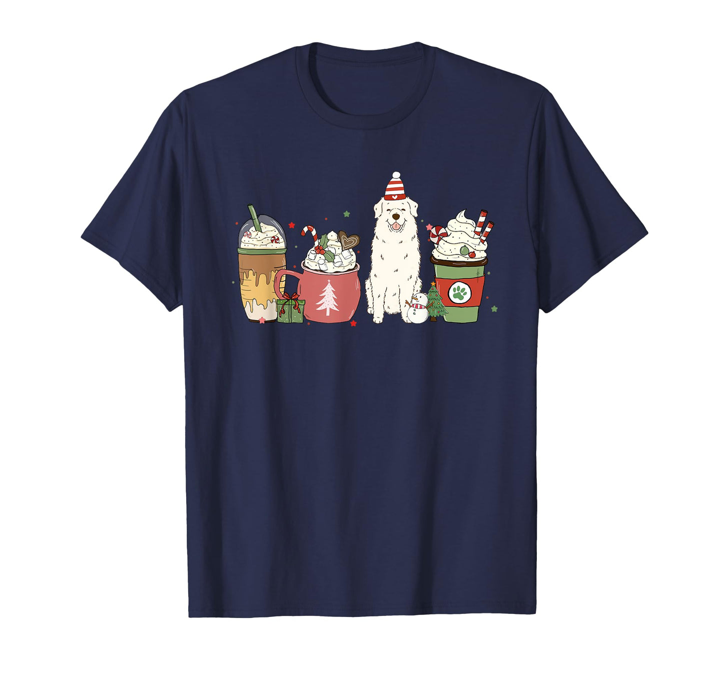 Great Pyrenees Coffee Latte Winter Christmas Dog Mom Holiday T-Shirt