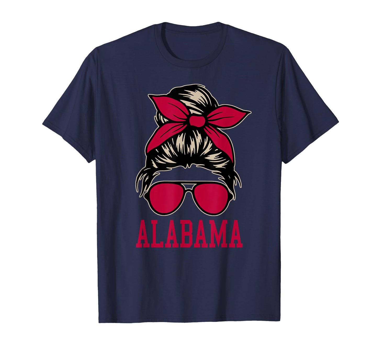 Alabama Women Girl Mom Messy Bun Hair. T-Shirt
