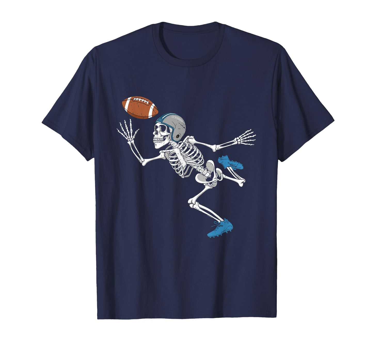 Football Skeleton Halloween Player Catcher Mens Boys Kids T-Shirt