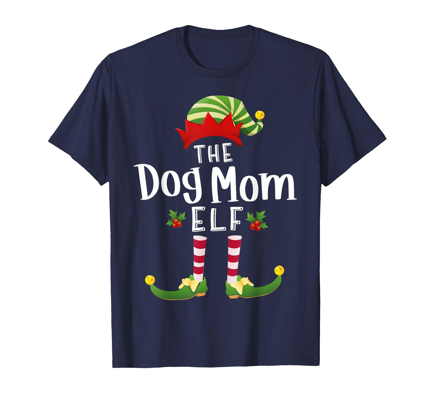 Dog Mom Christmas Elf Matching Pajama X-Mas Party T-Shirt