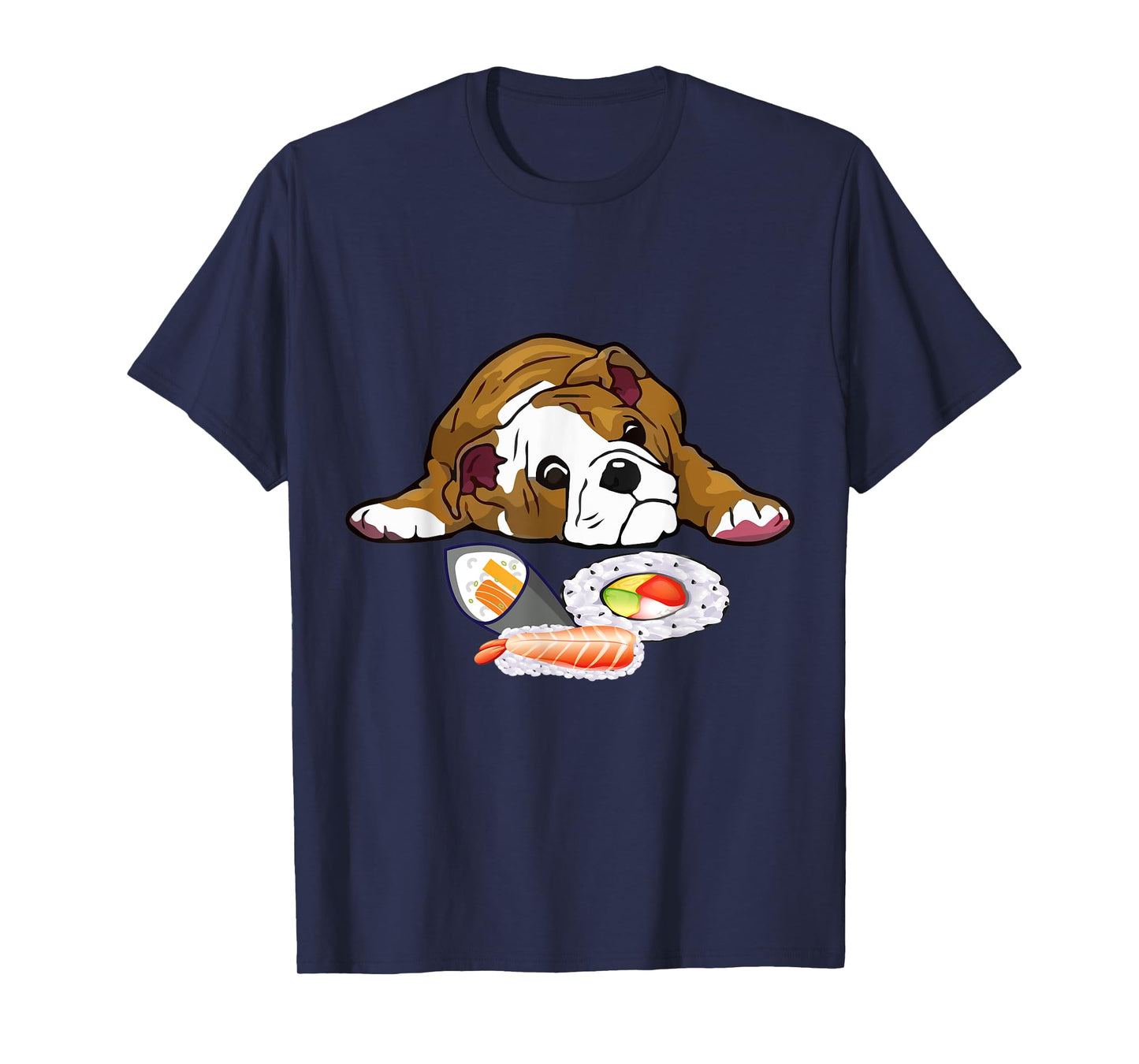 Funny Kawaii Sushi English Bulldog T-Shirt
