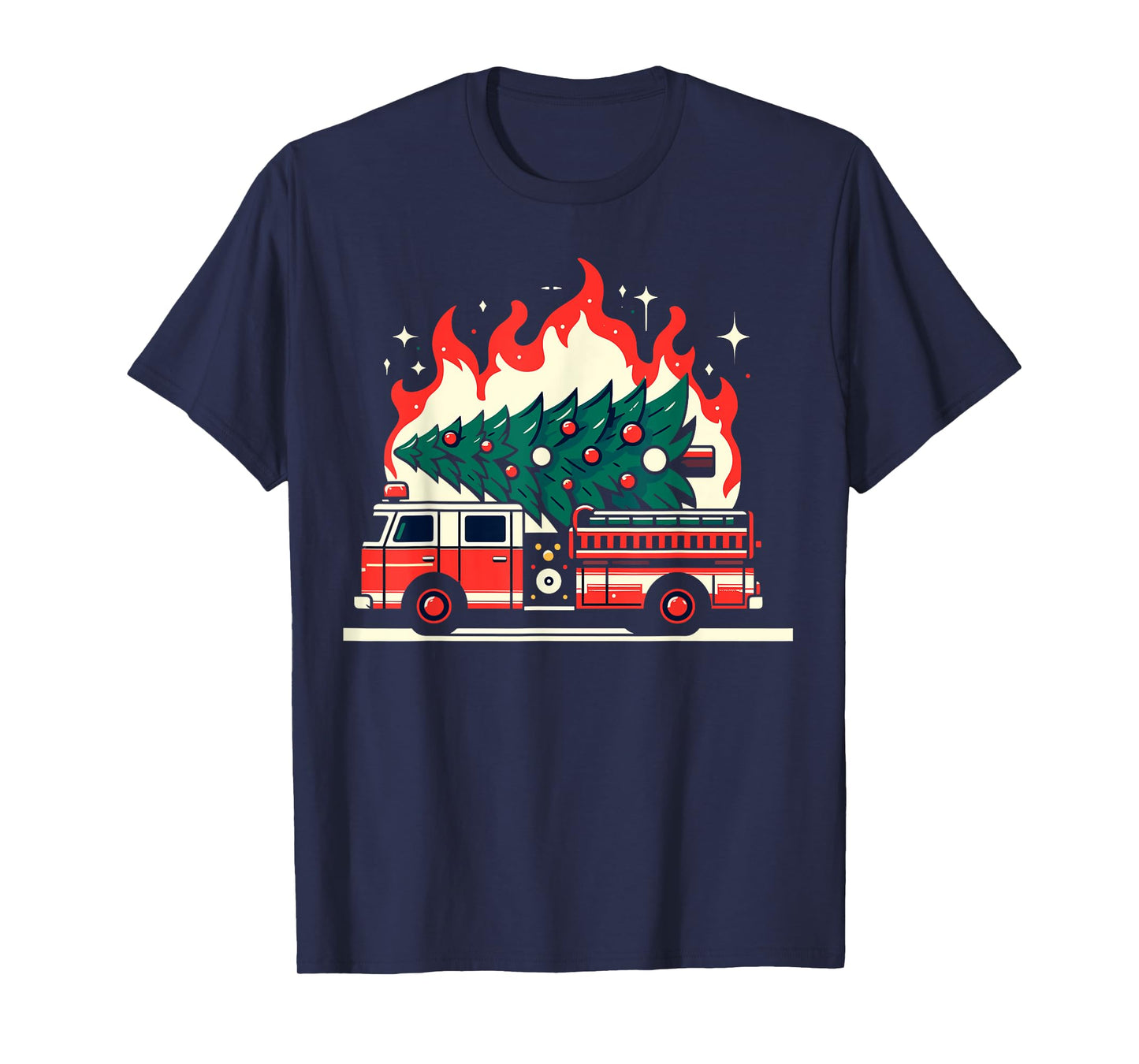 Firetruck Fireman Christmas Tree Firefighter Fire Truck T-Shirt
